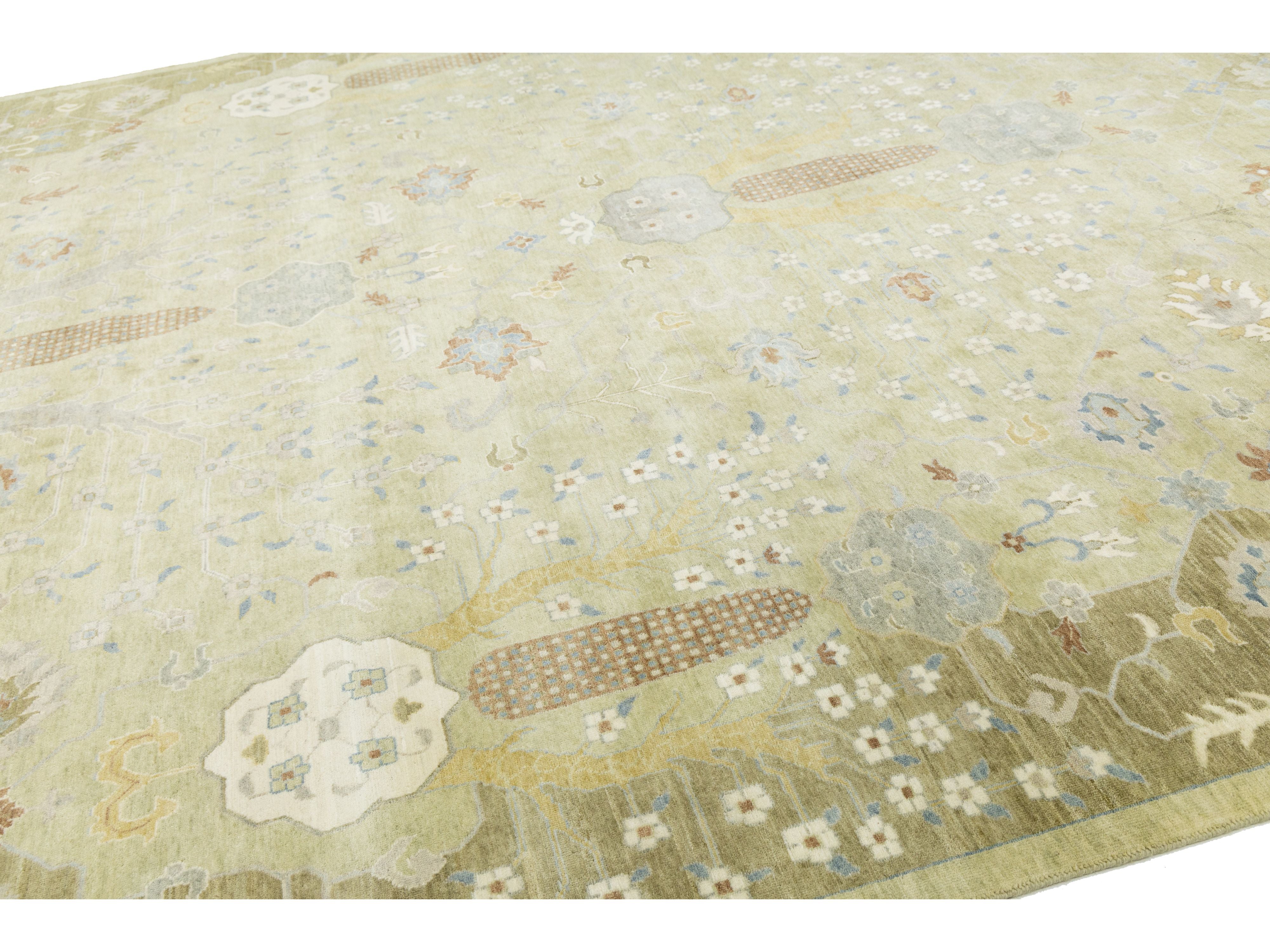 Modern Oushak Wool Rug 12 X 15