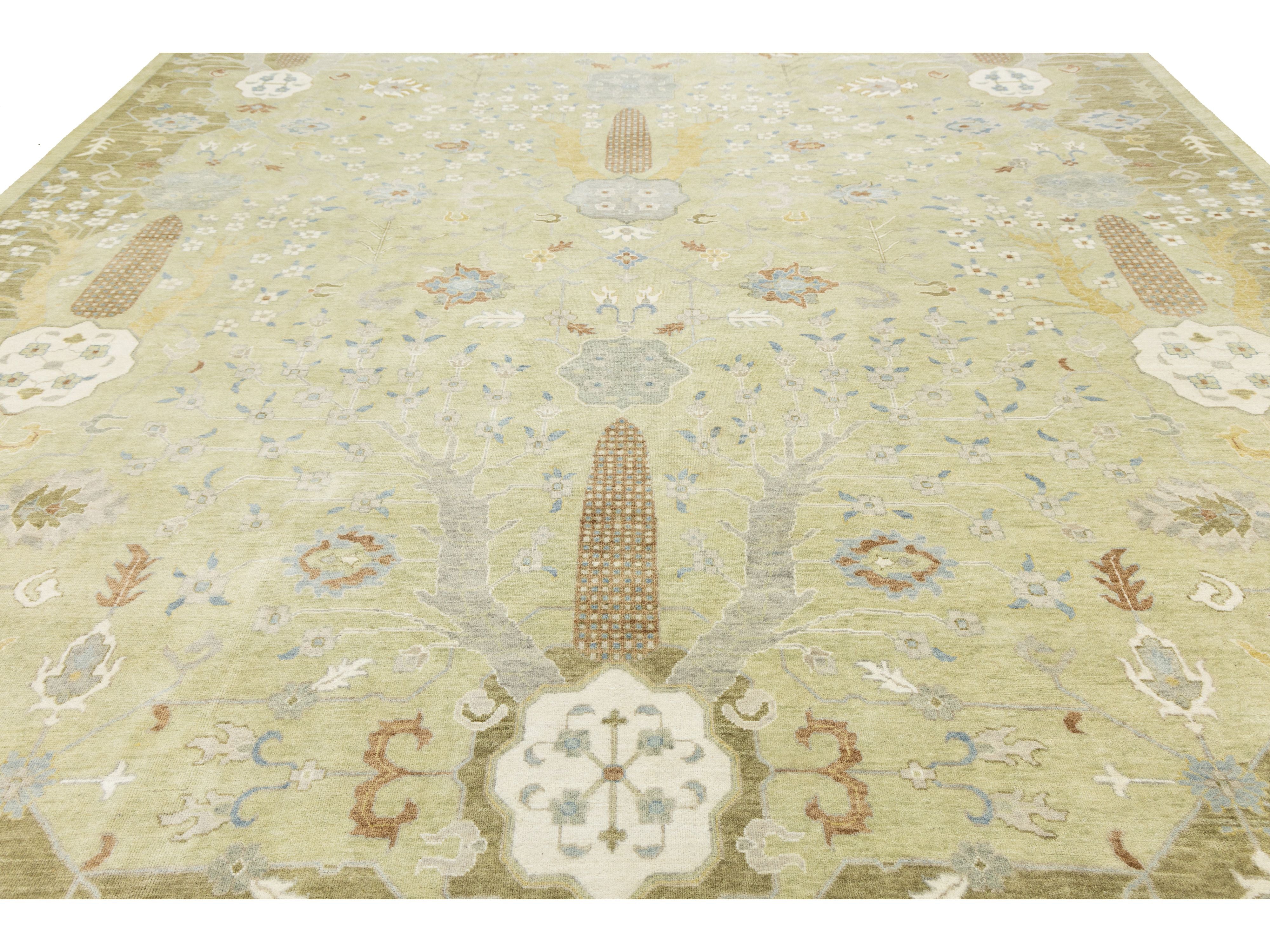 Modern Oushak Wool Rug 12 X 15