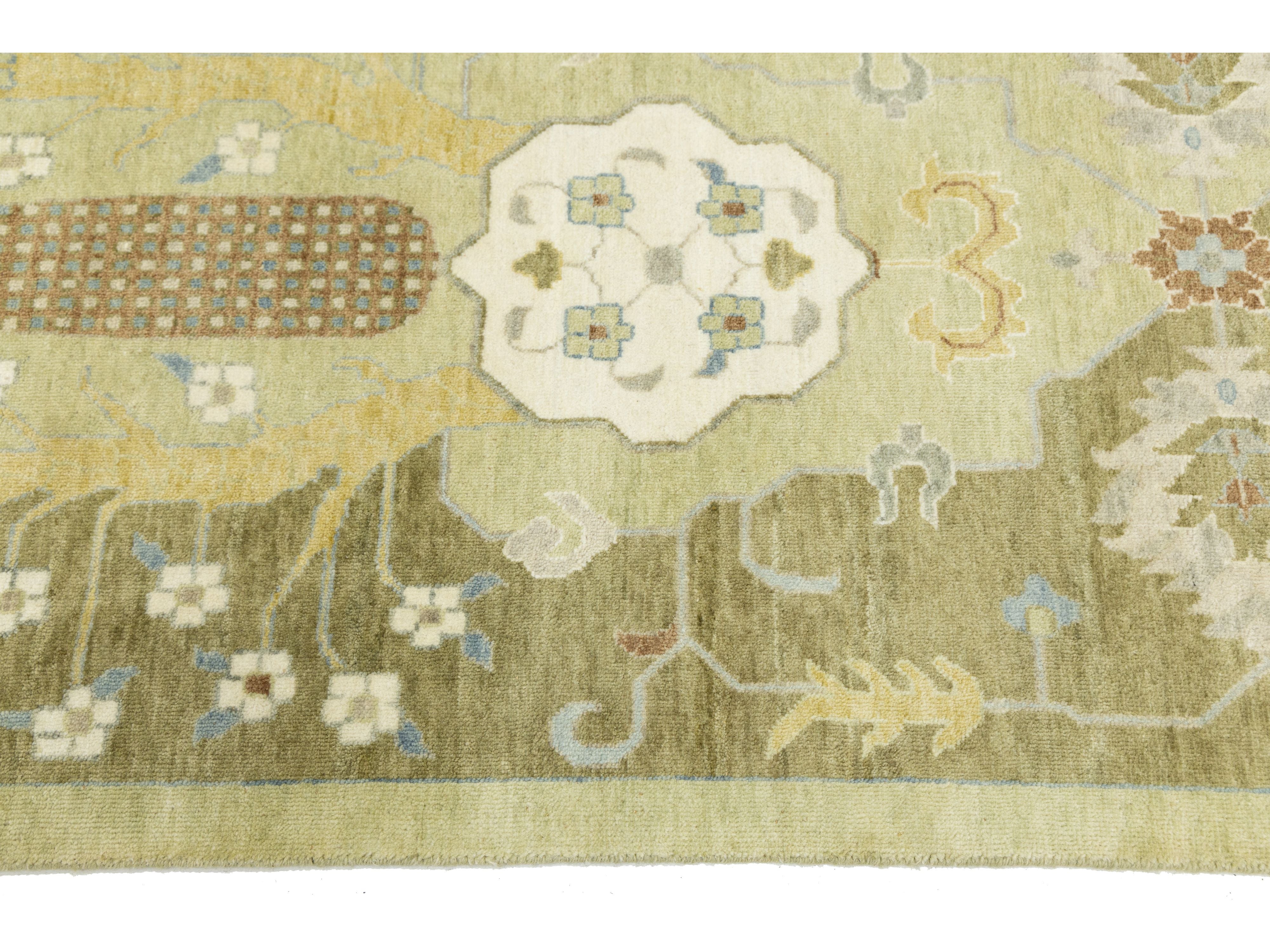 Modern Oushak Wool Rug 12 X 15