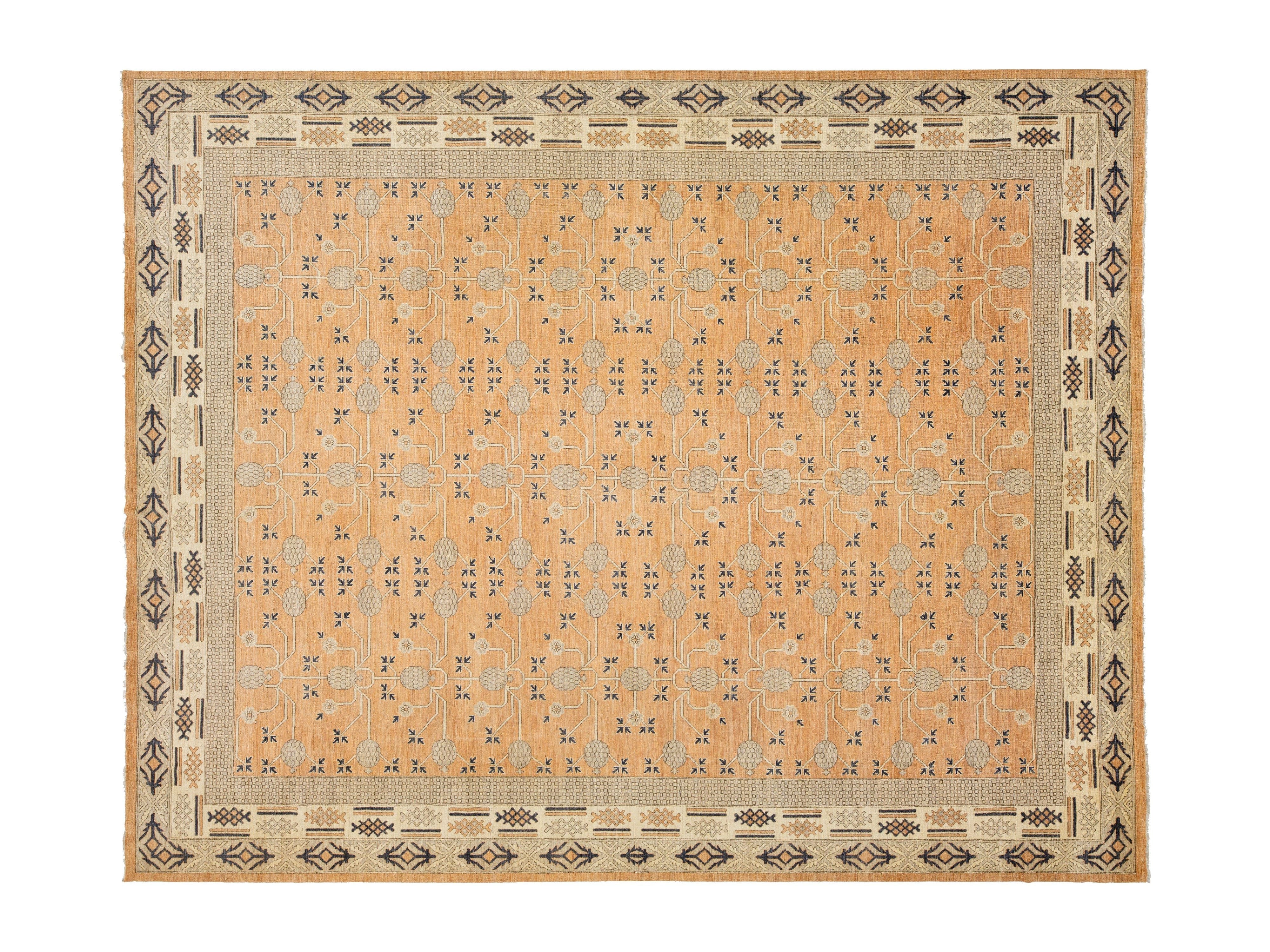 Modern Khotan Wool Rug 15 X 19