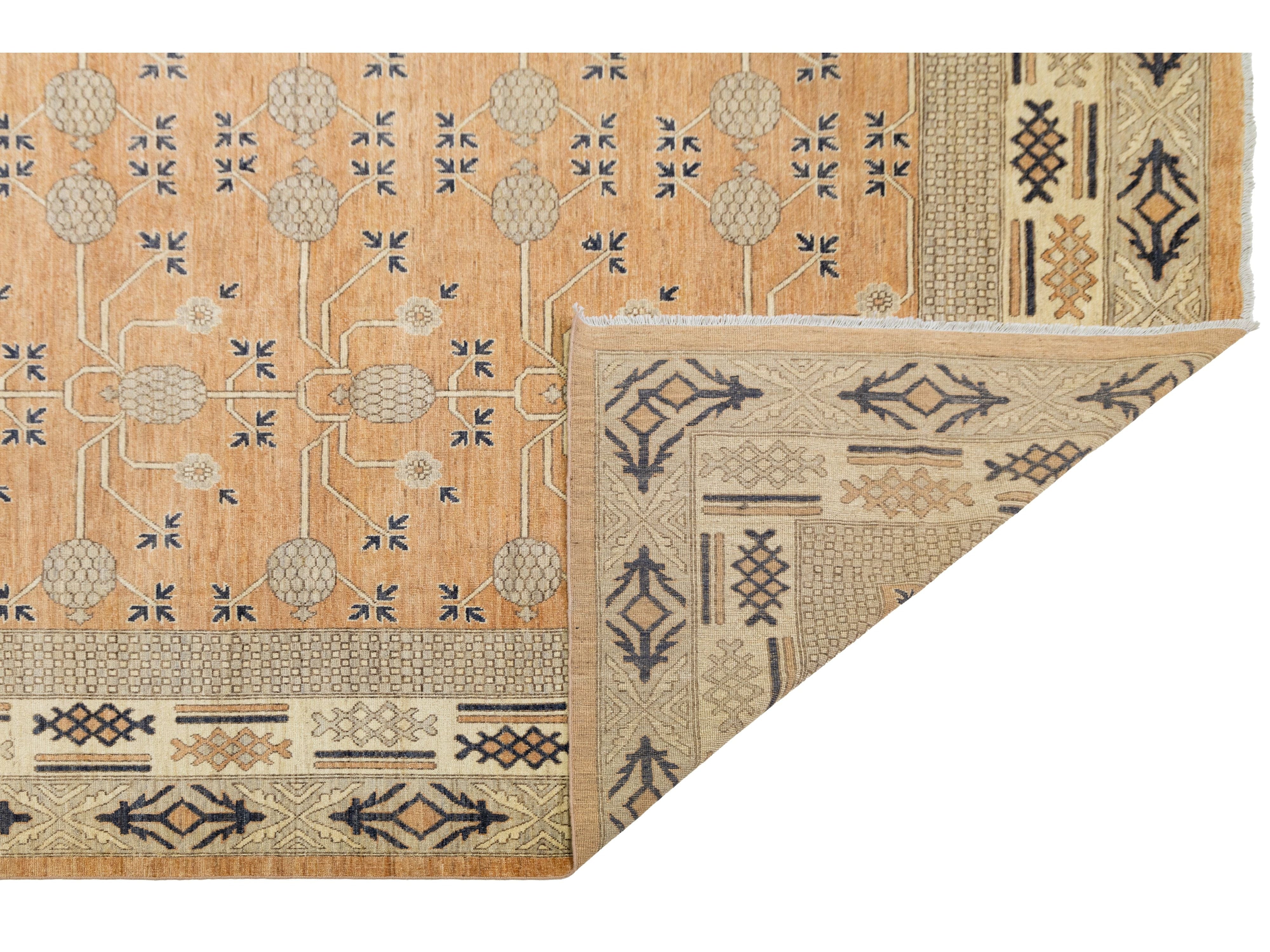 Modern Khotan Wool Rug 15 X 19