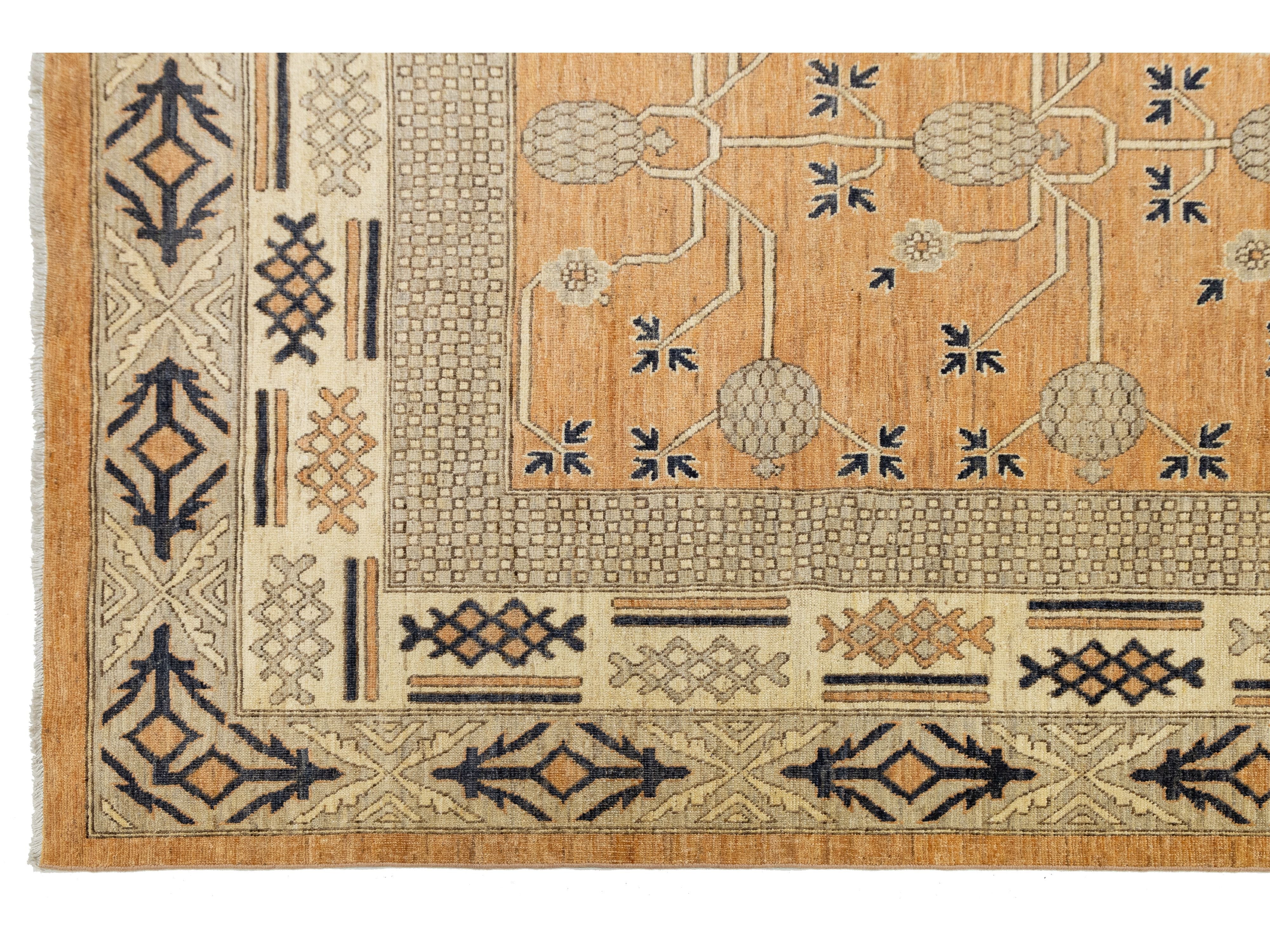 Modern Khotan Wool Rug 15 X 19