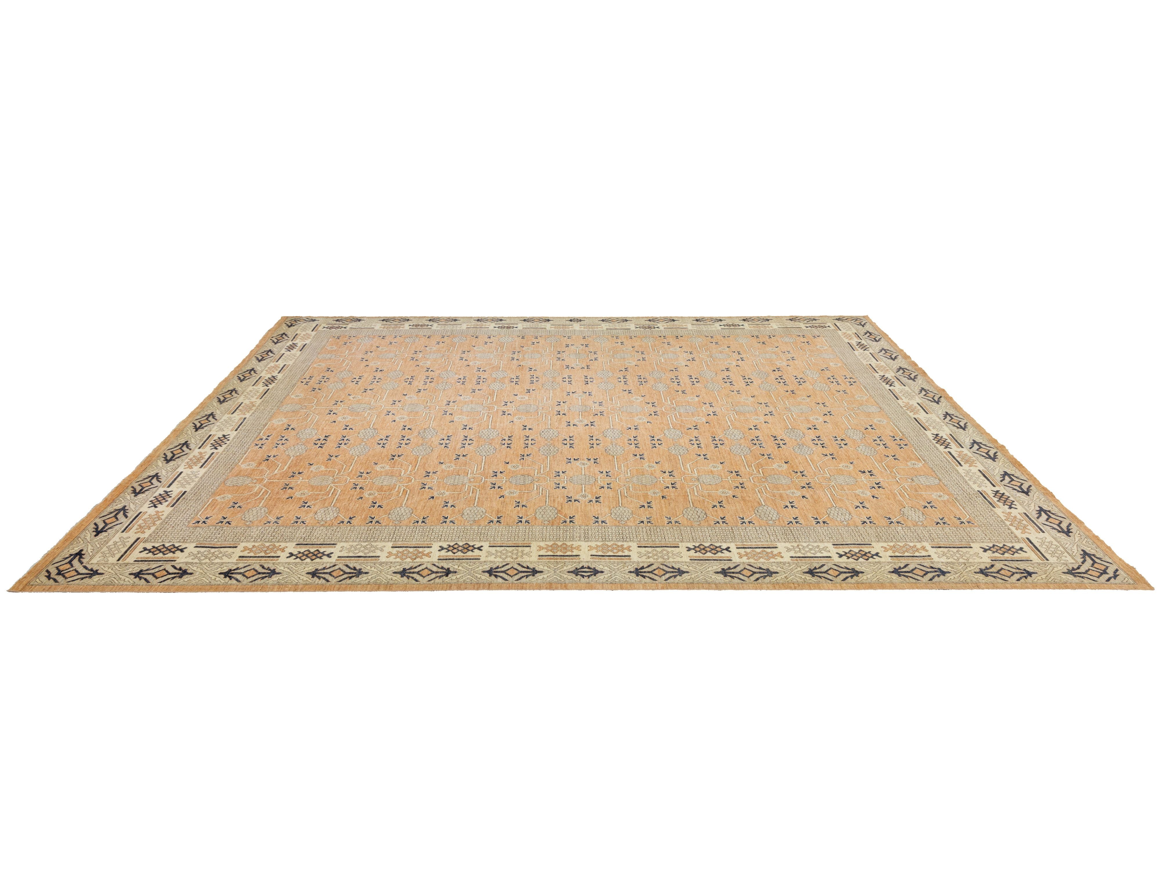 Modern Khotan Wool Rug 15 X 19