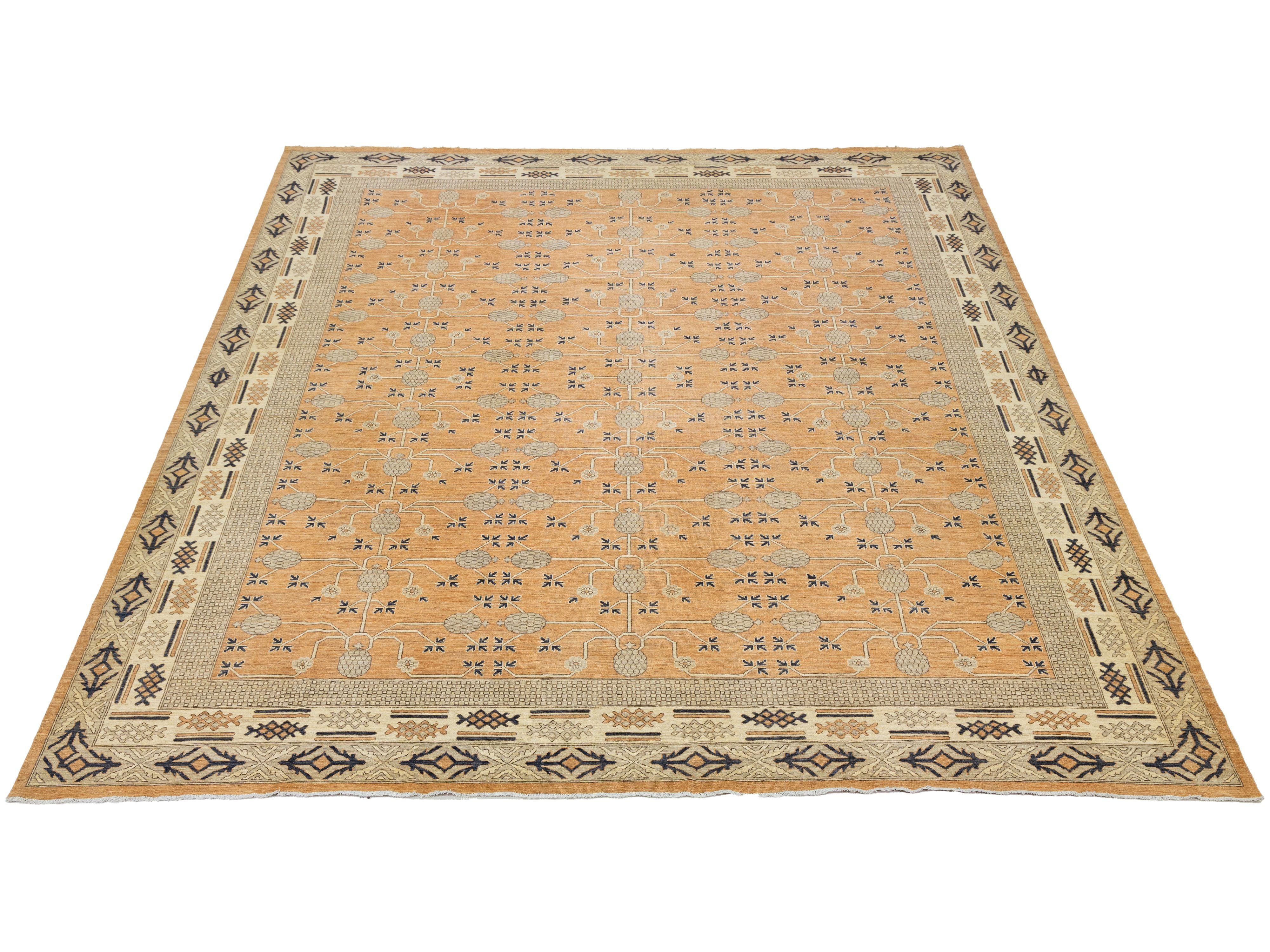 Modern Khotan Wool Rug 15 X 19