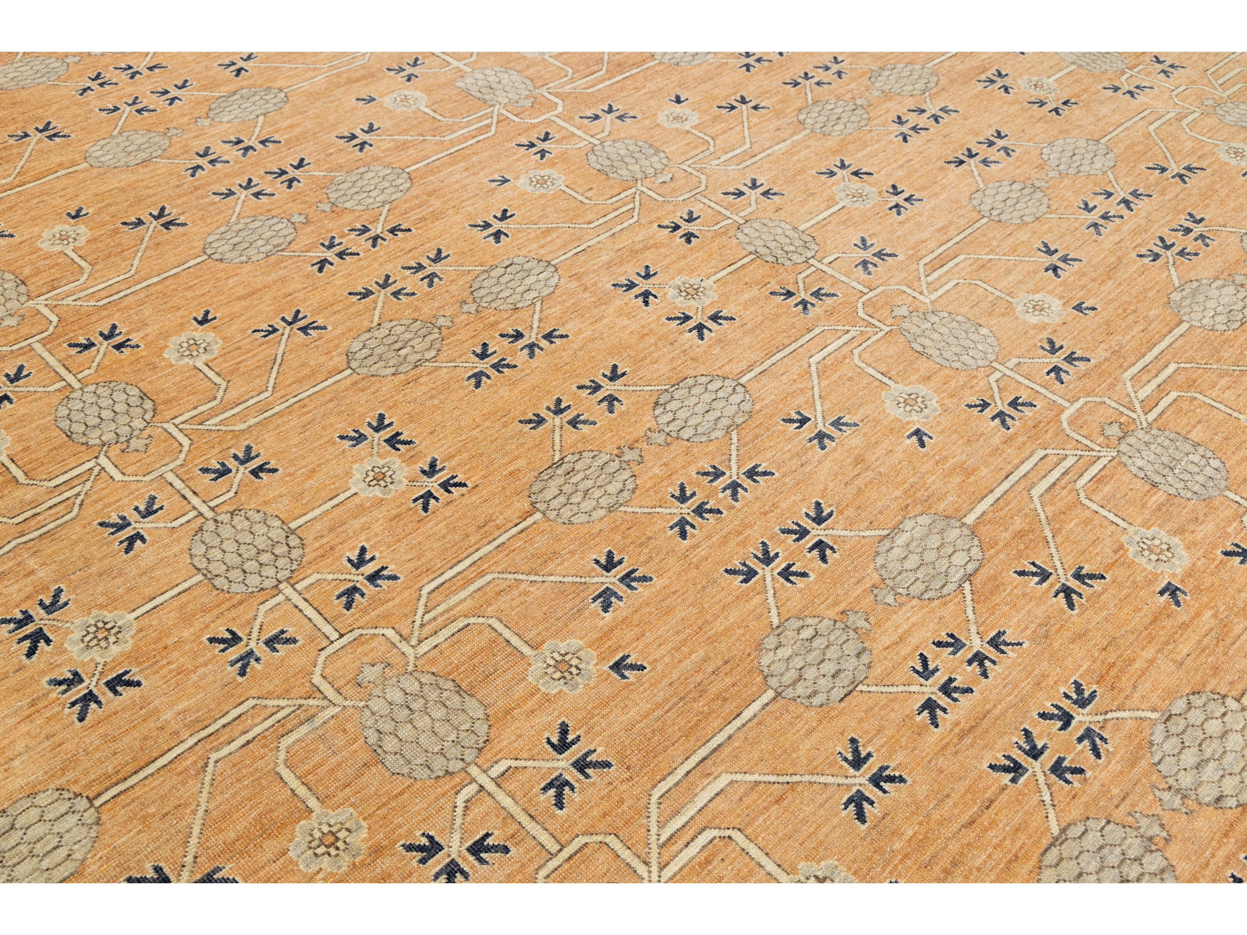 Modern Khotan Wool Rug 15 X 19