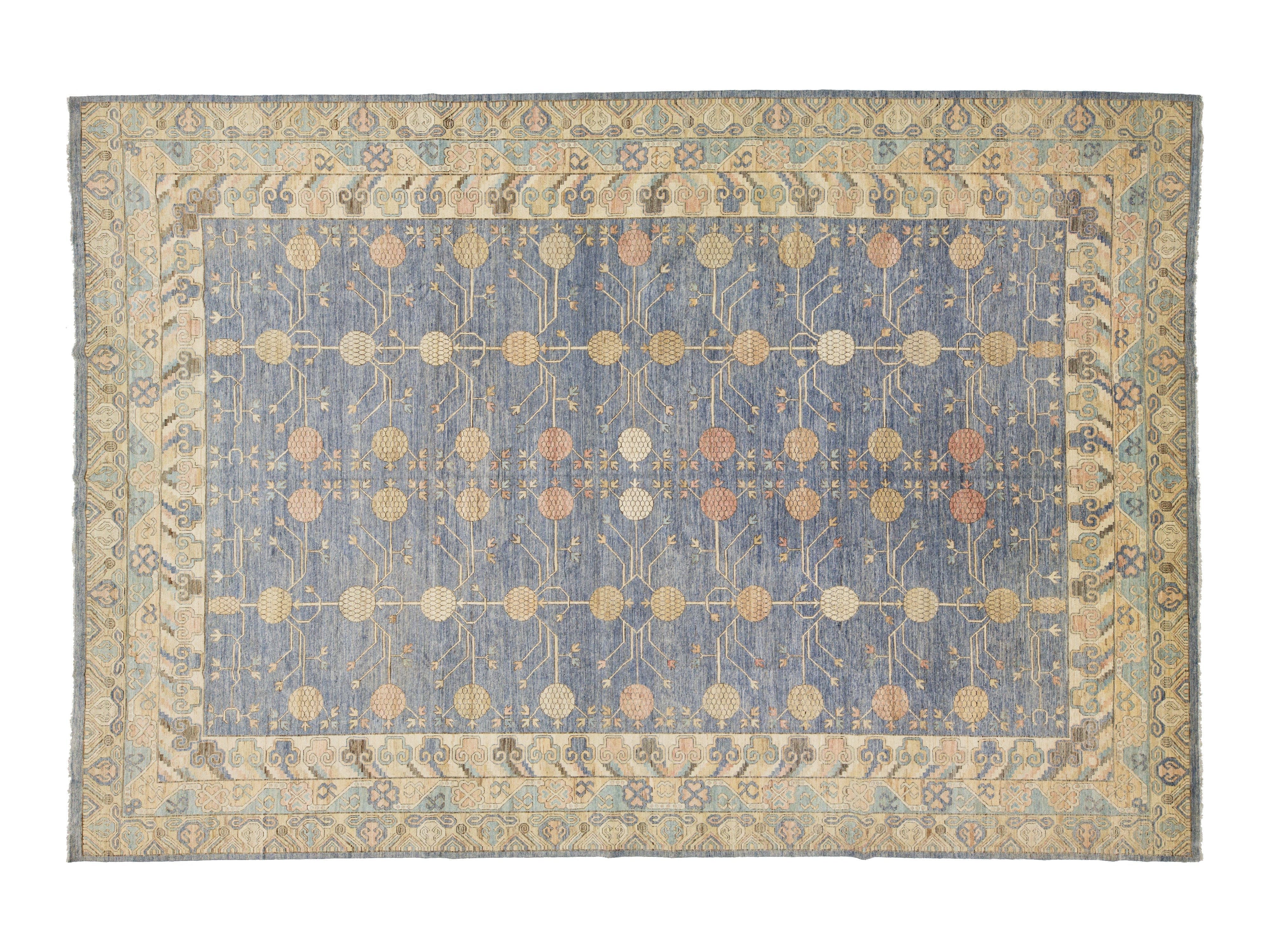 Modern Khotan Wool Rug 13 X 19