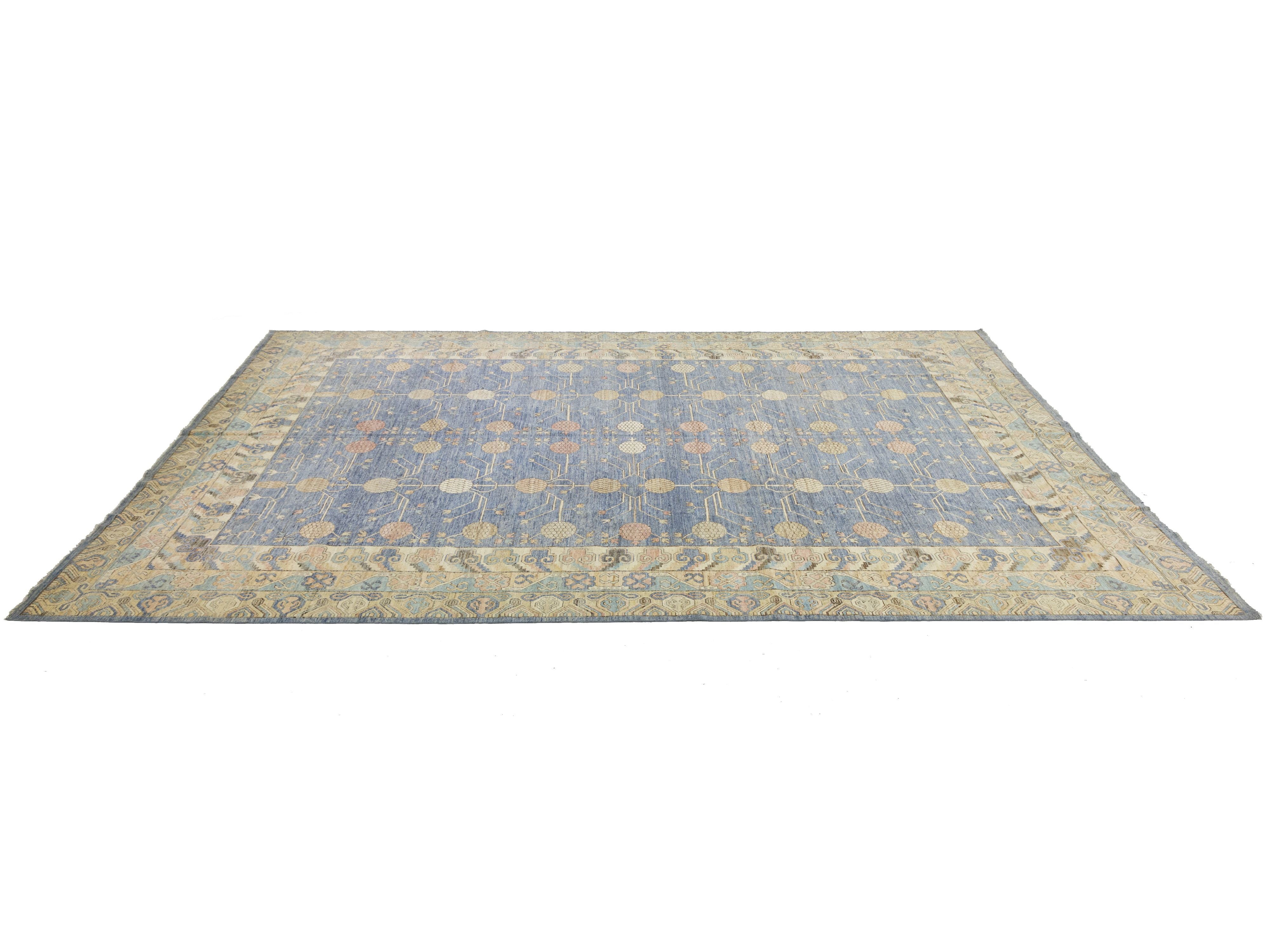 Modern Khotan Wool Rug 13 X 19