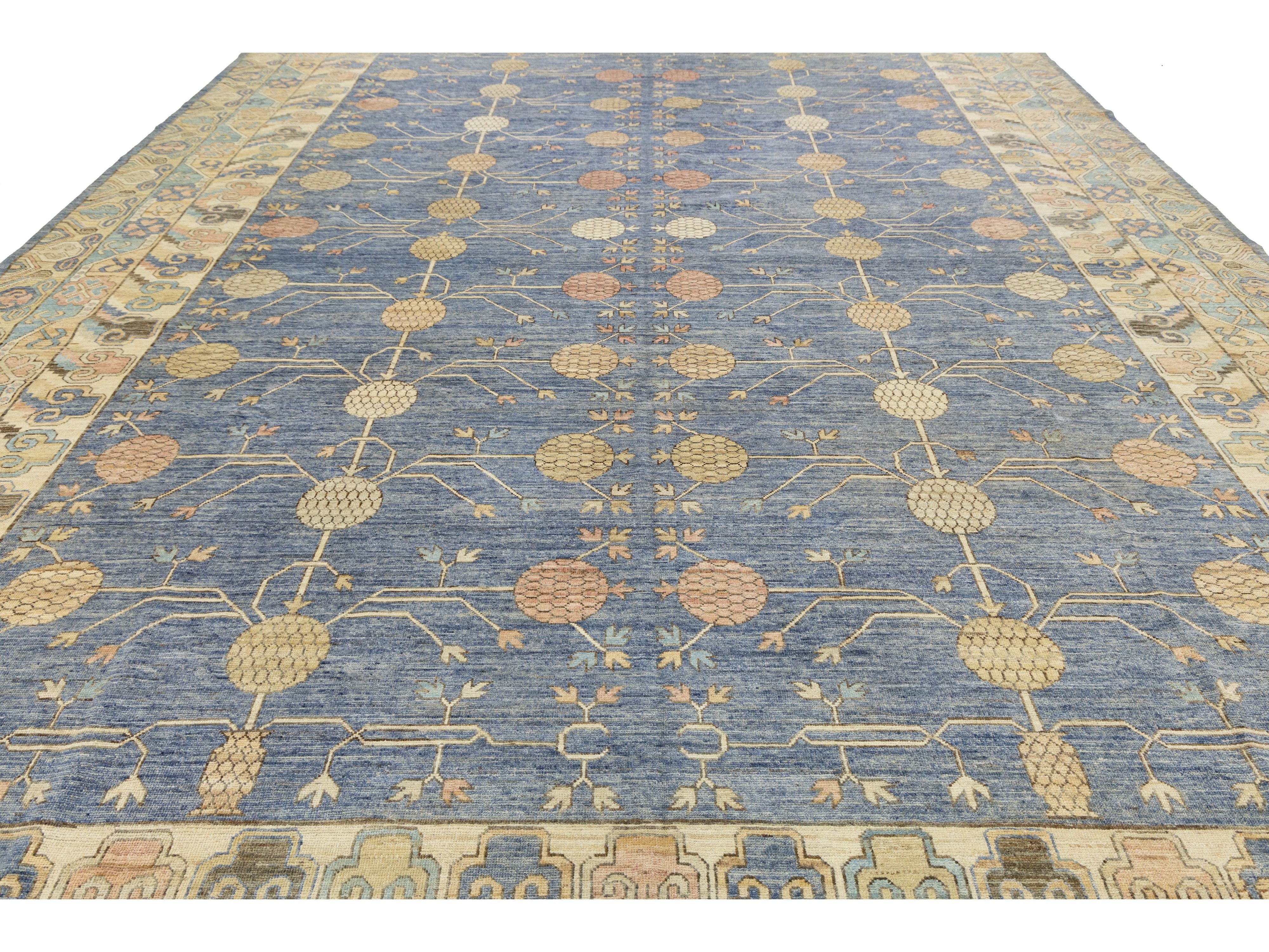 Modern Khotan Wool Rug 13 X 19