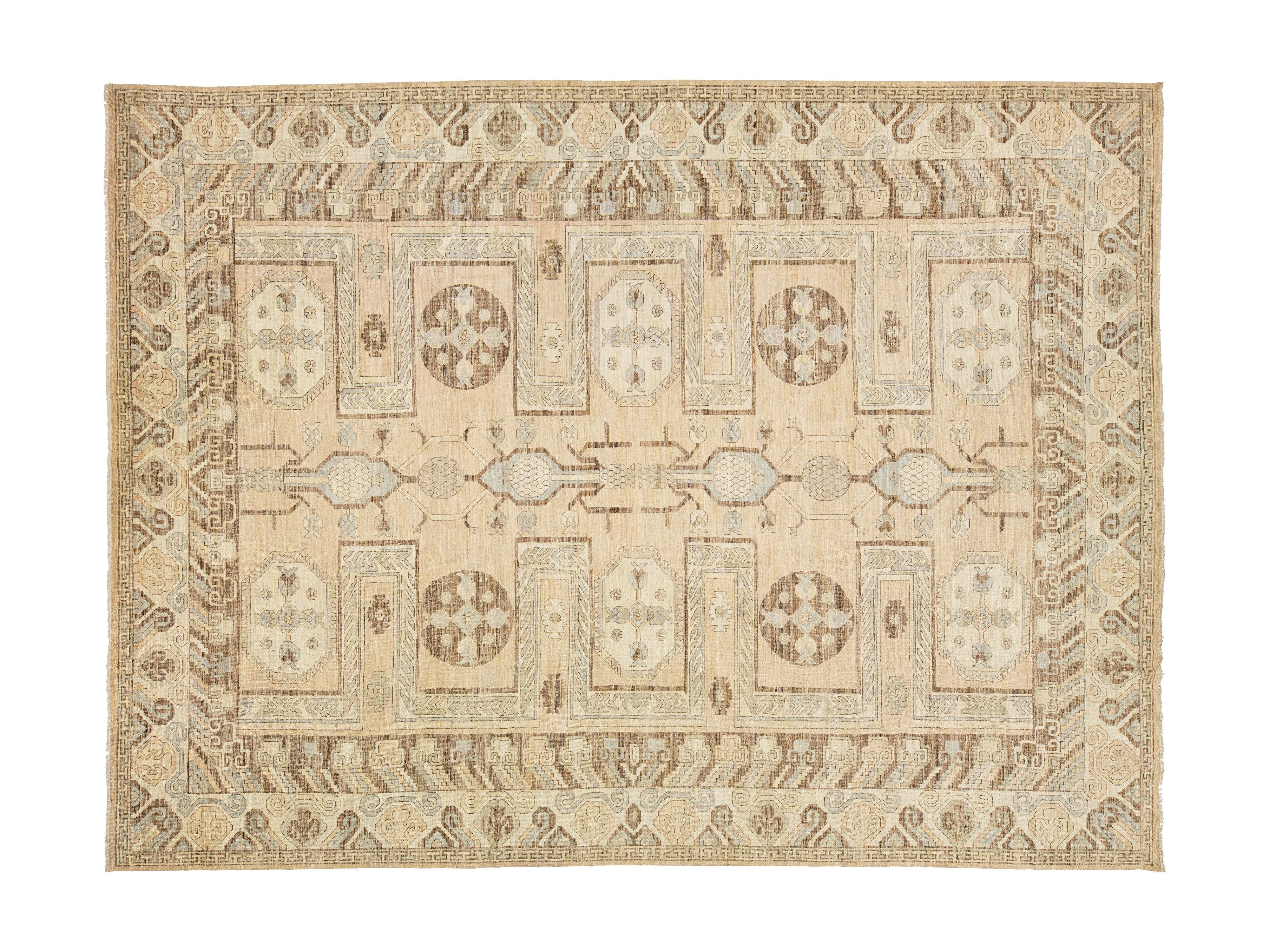 Modern Khotan Wool Rug 13 X 18