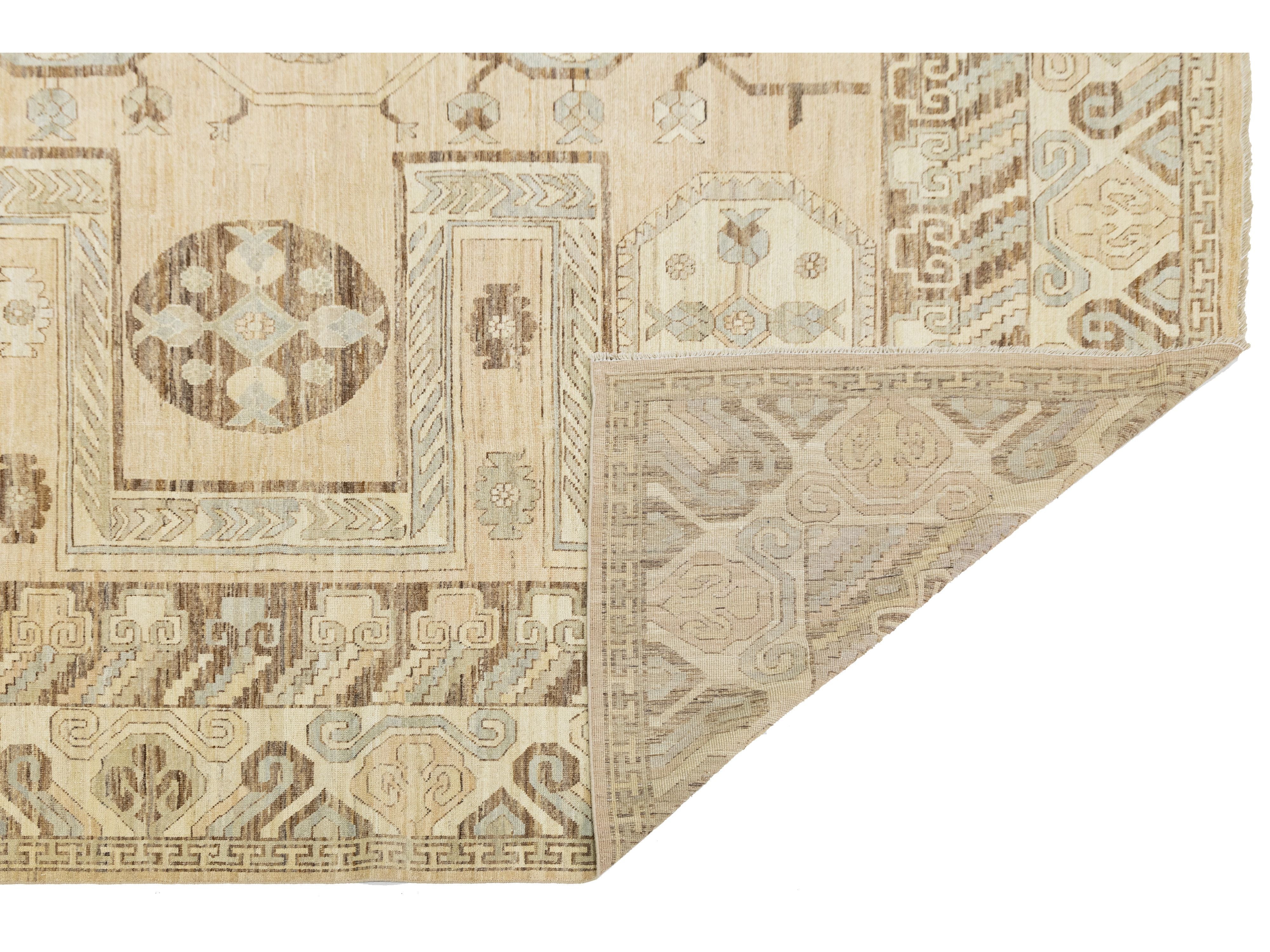 Modern Khotan Wool Rug 13 X 18