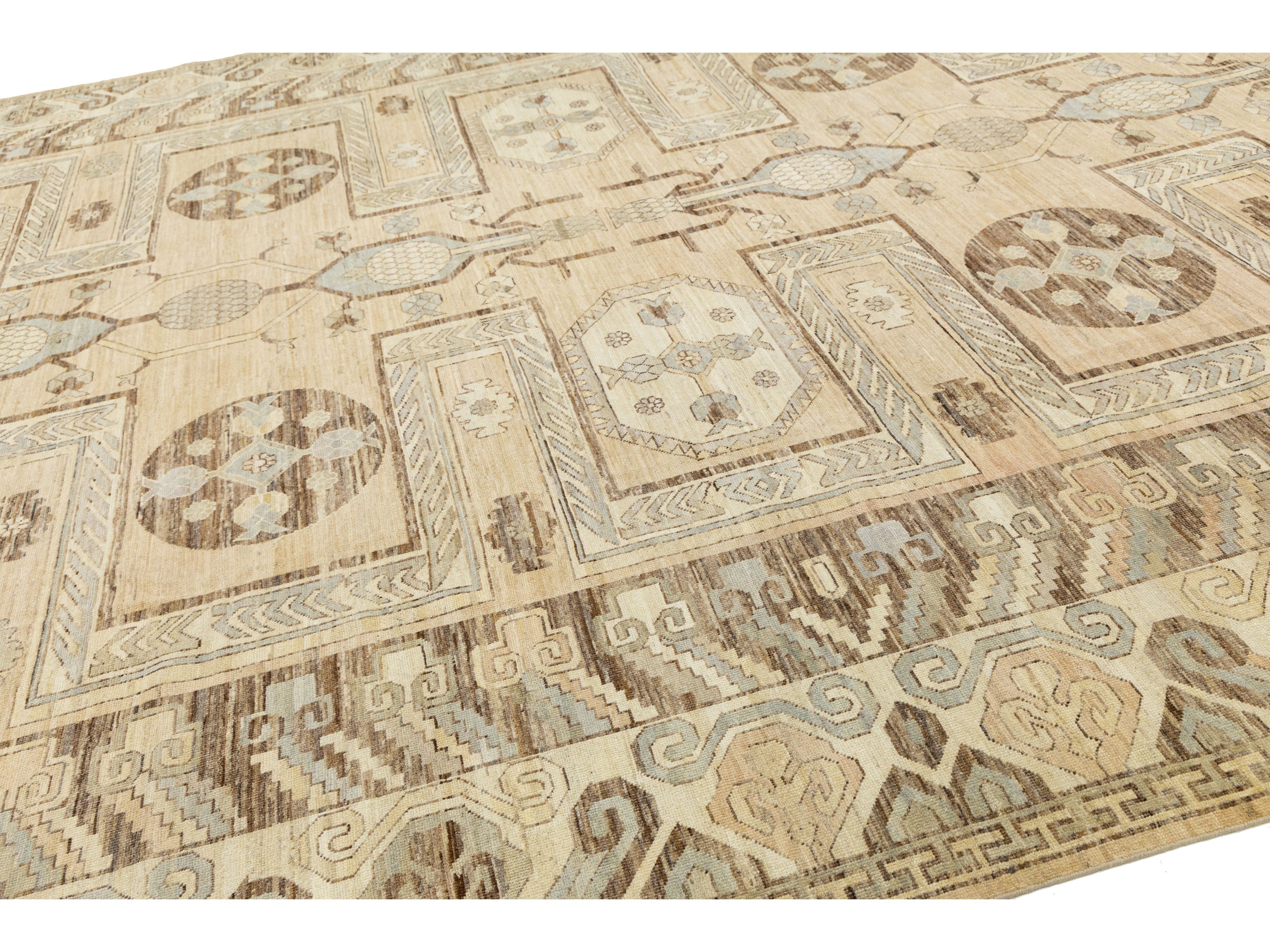 Modern Khotan Wool Rug 13 X 18