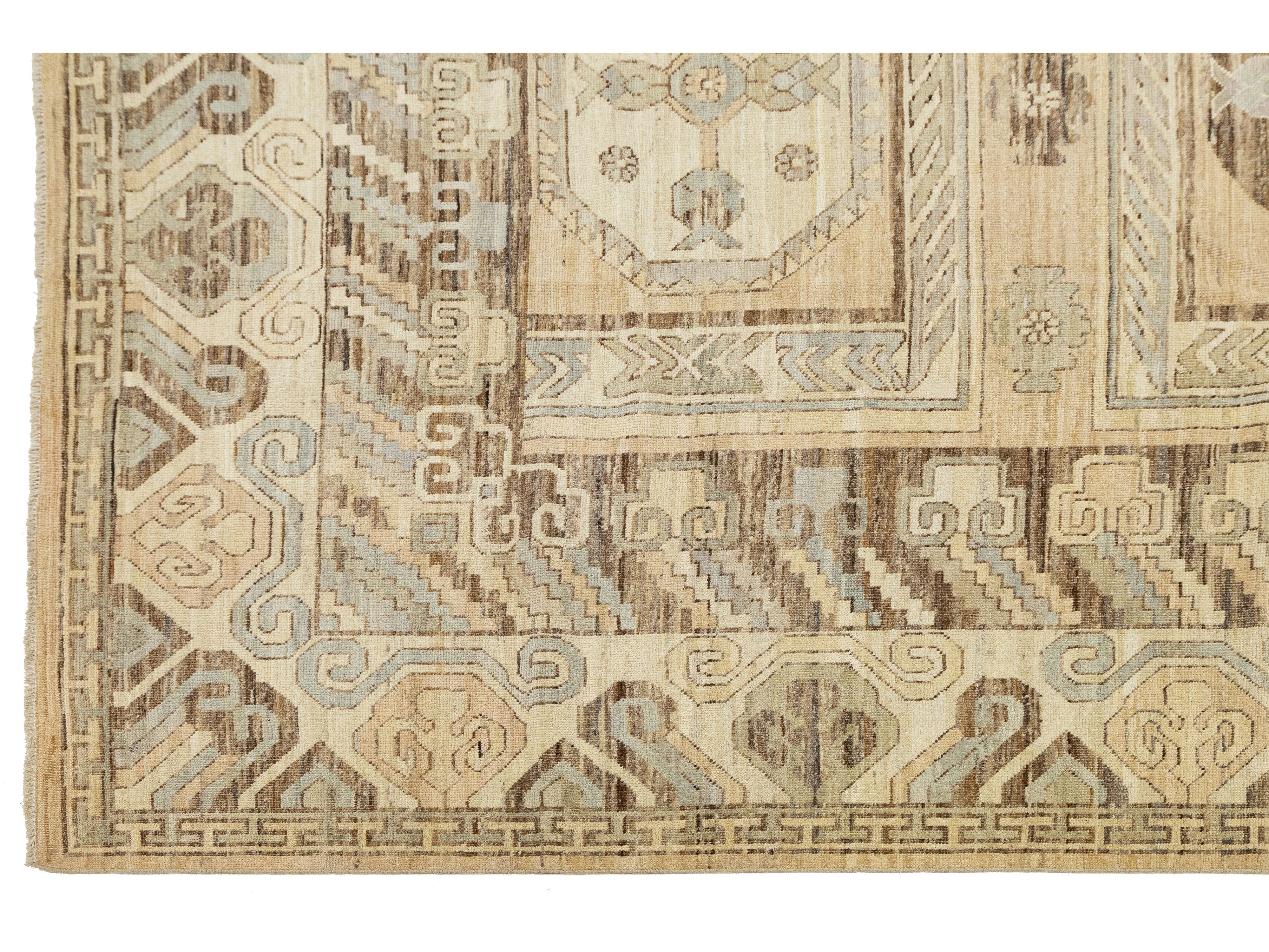 Modern Khotan Wool Rug 13 X 18