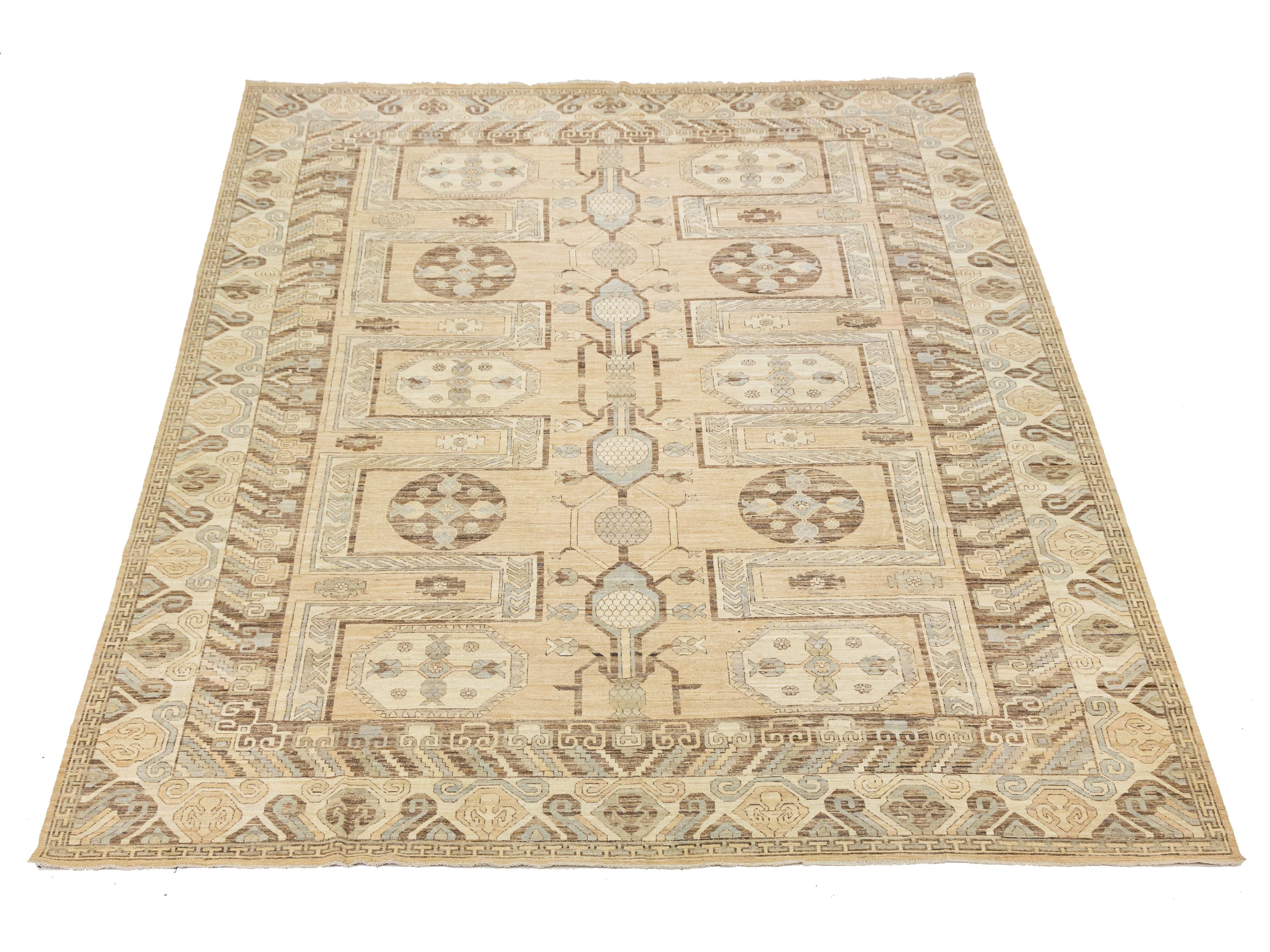 Modern Khotan Wool Rug 13 X 18