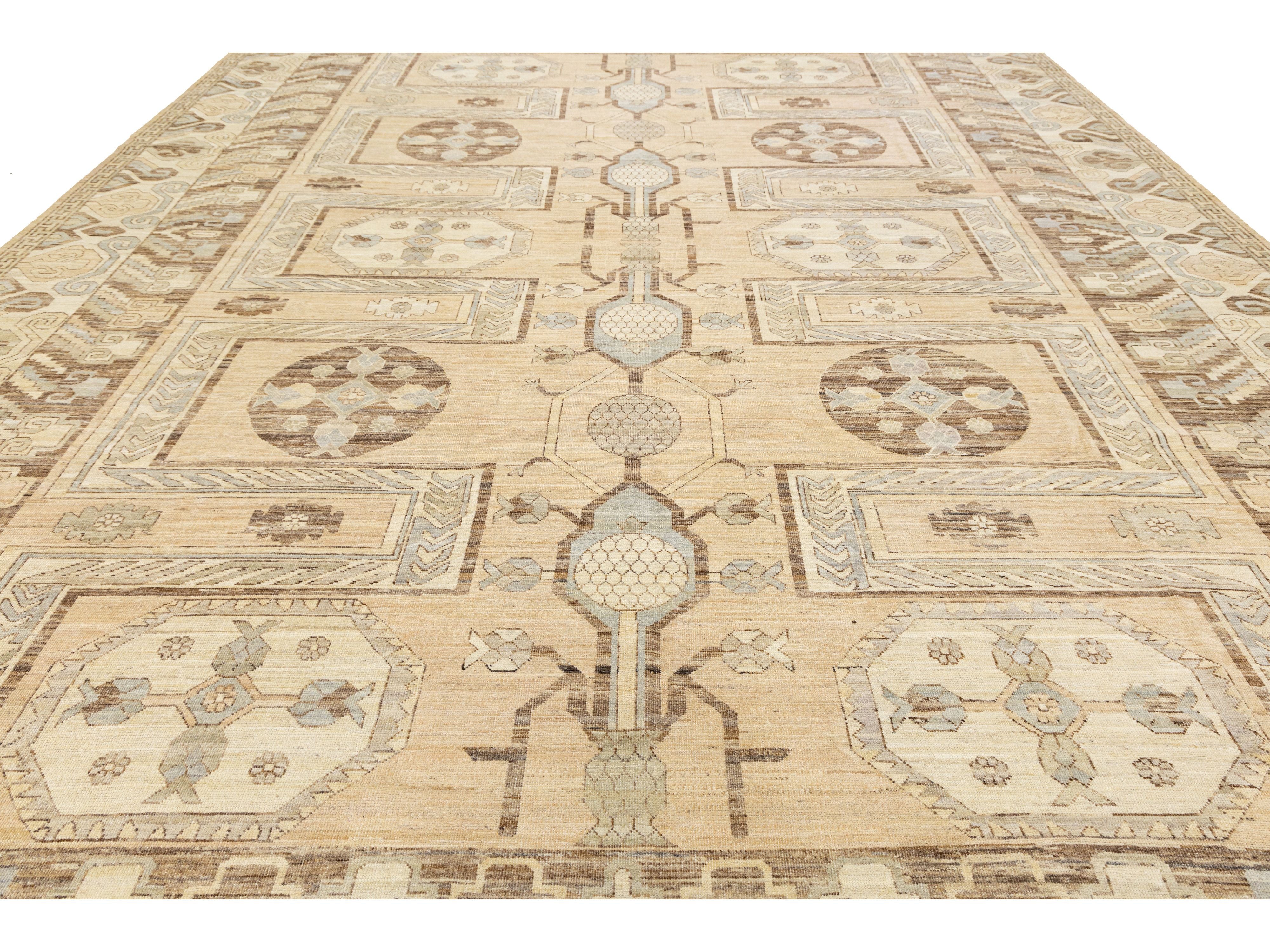 Modern Khotan Wool Rug 13 X 18