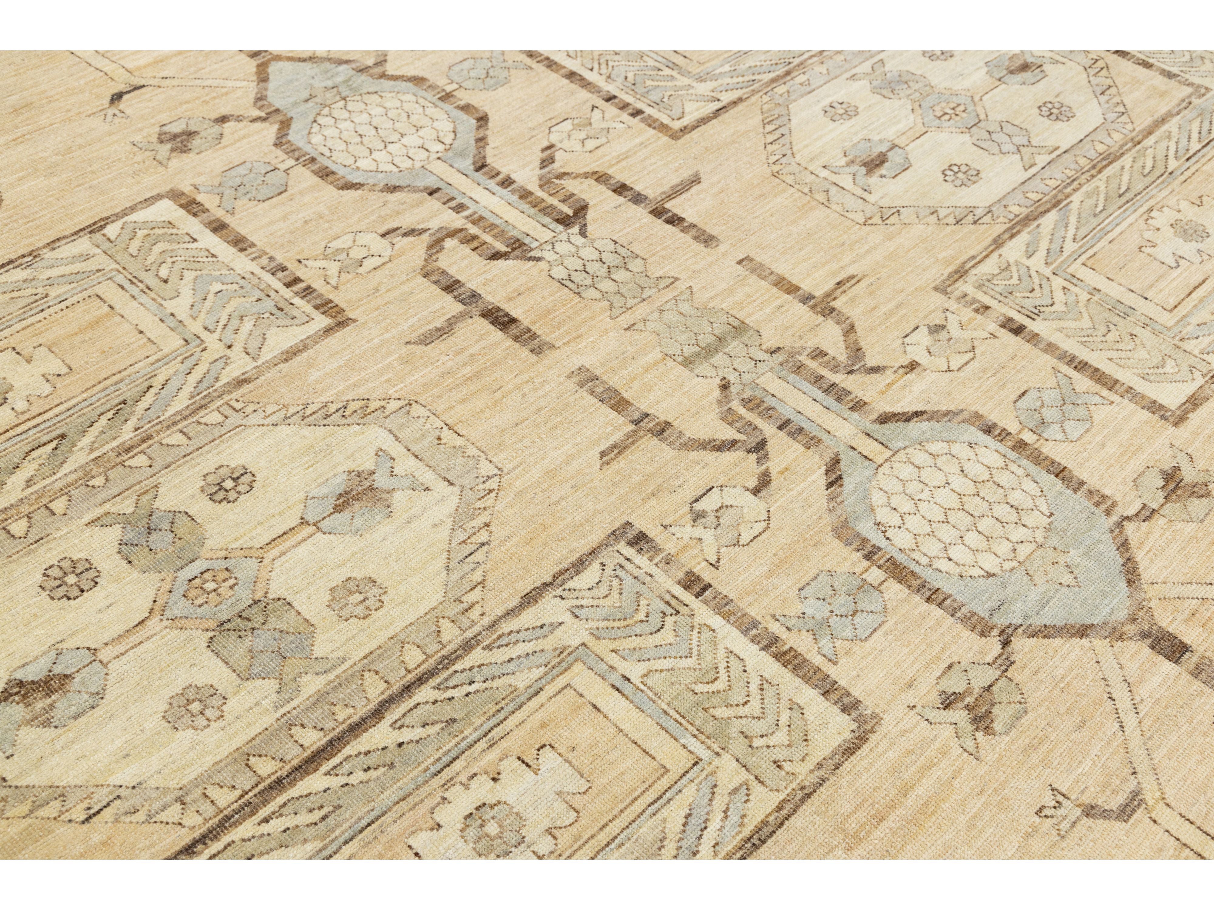 Modern Khotan Wool Rug 13 X 18
