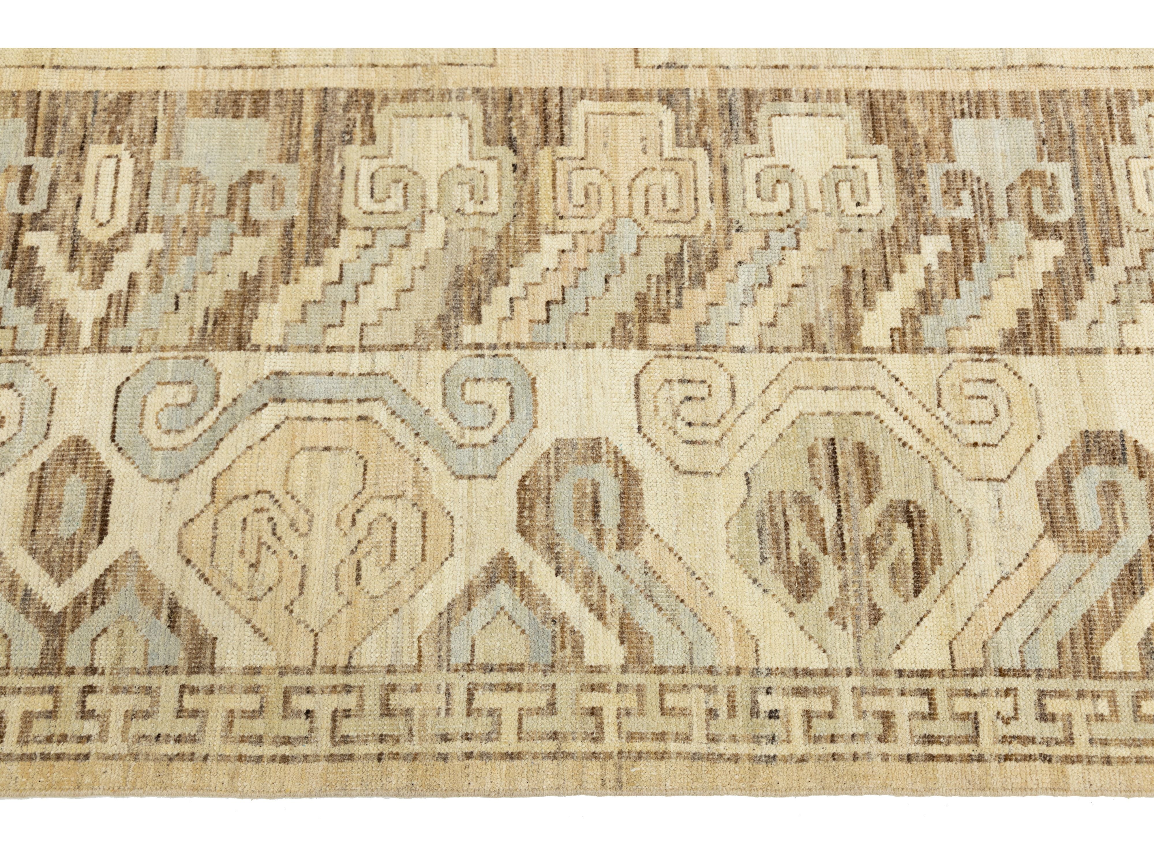 Modern Khotan Wool Rug 13 X 18