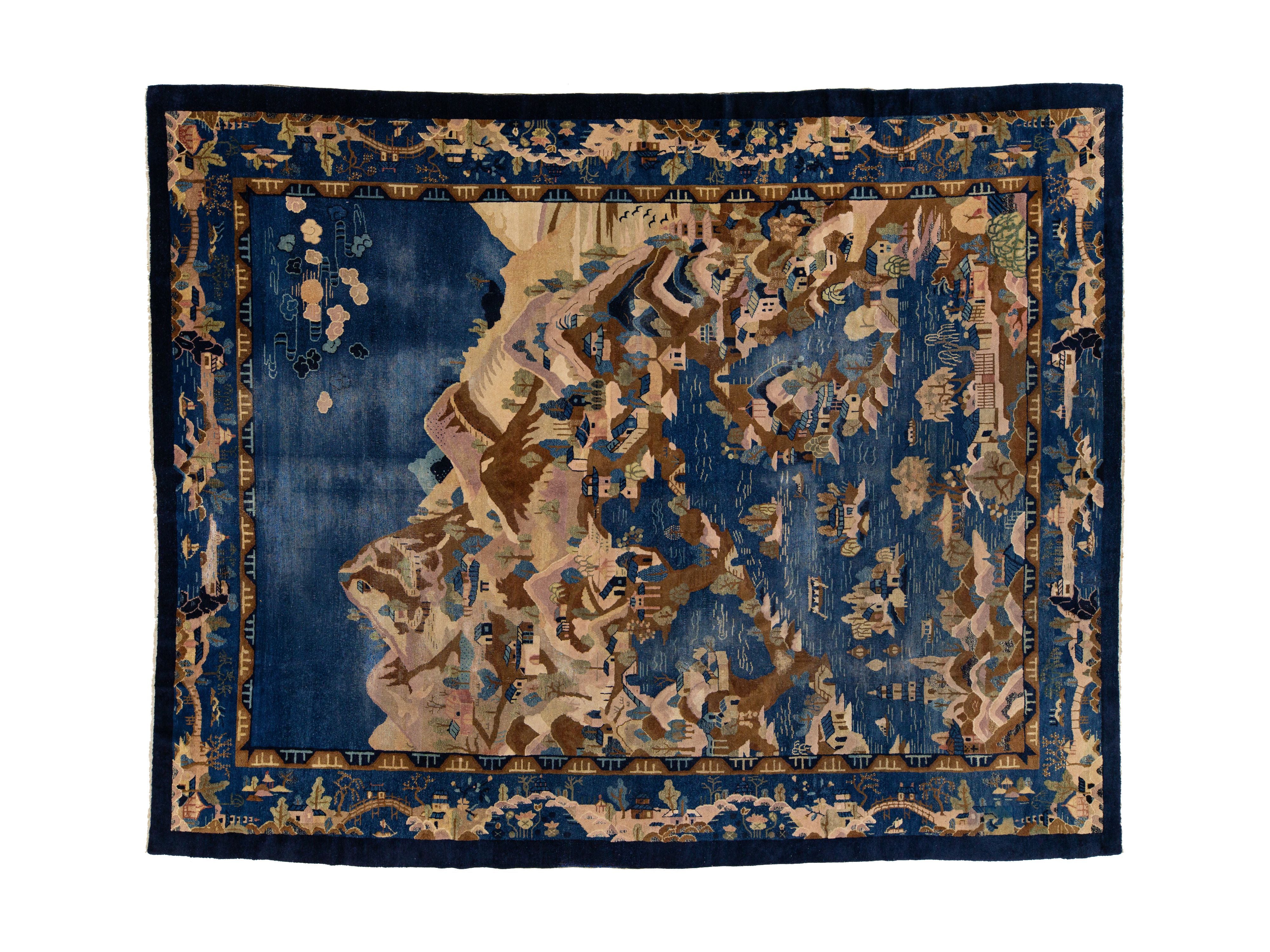 Antique Chinese Peking Wool Rug 9 X 12