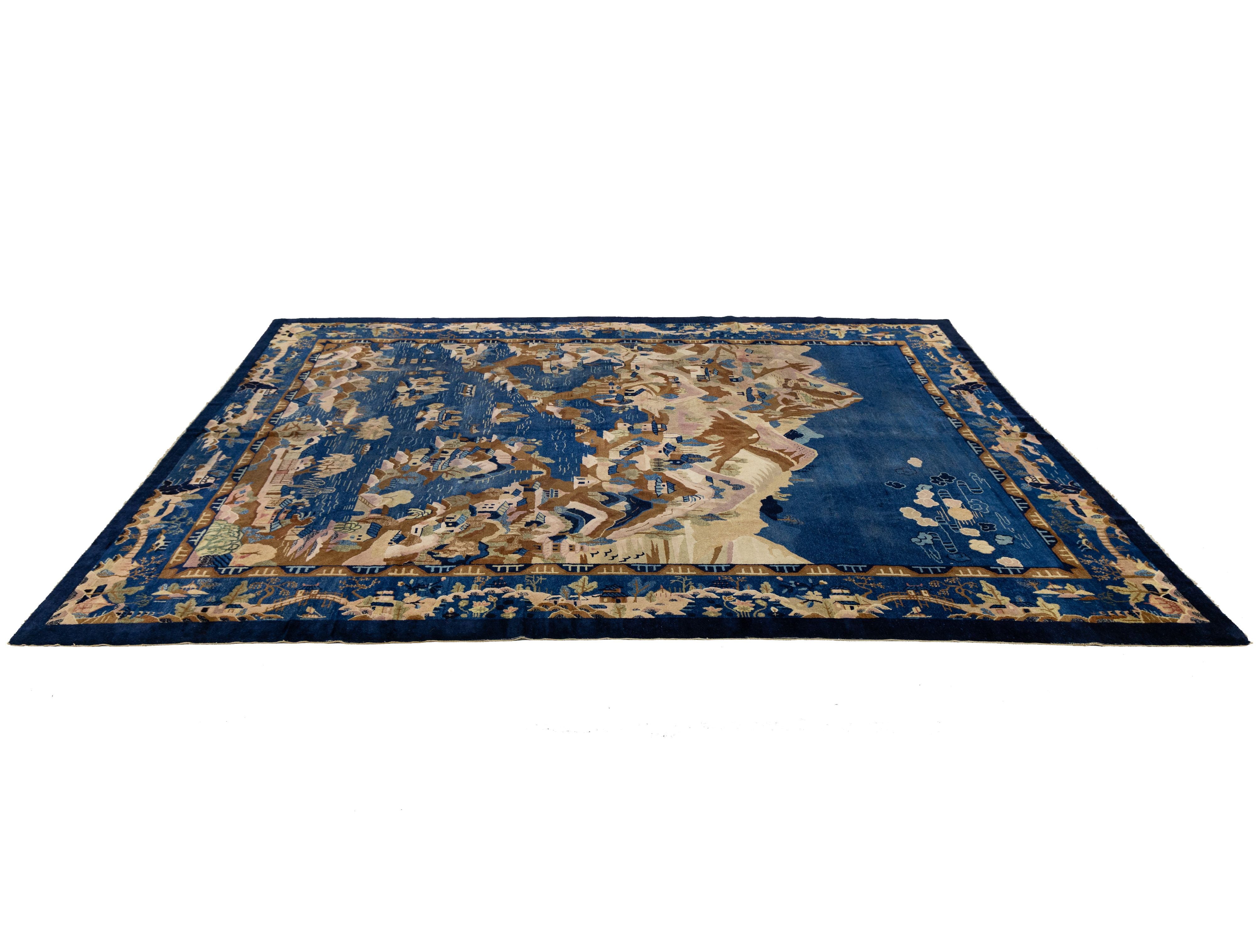 Antique Chinese Peking Wool Rug 9 X 12