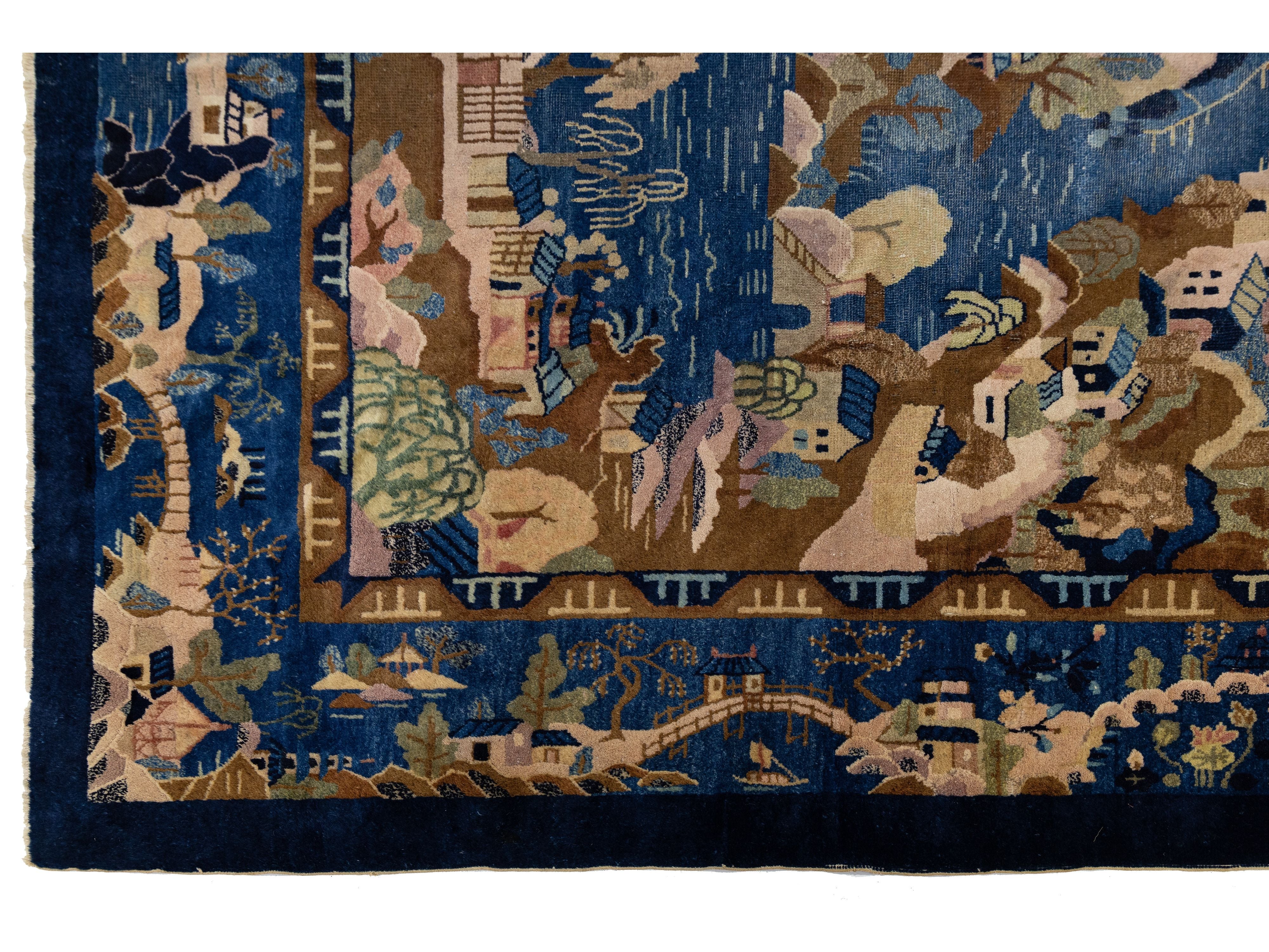 Antique Chinese Peking Wool Rug 9 X 12