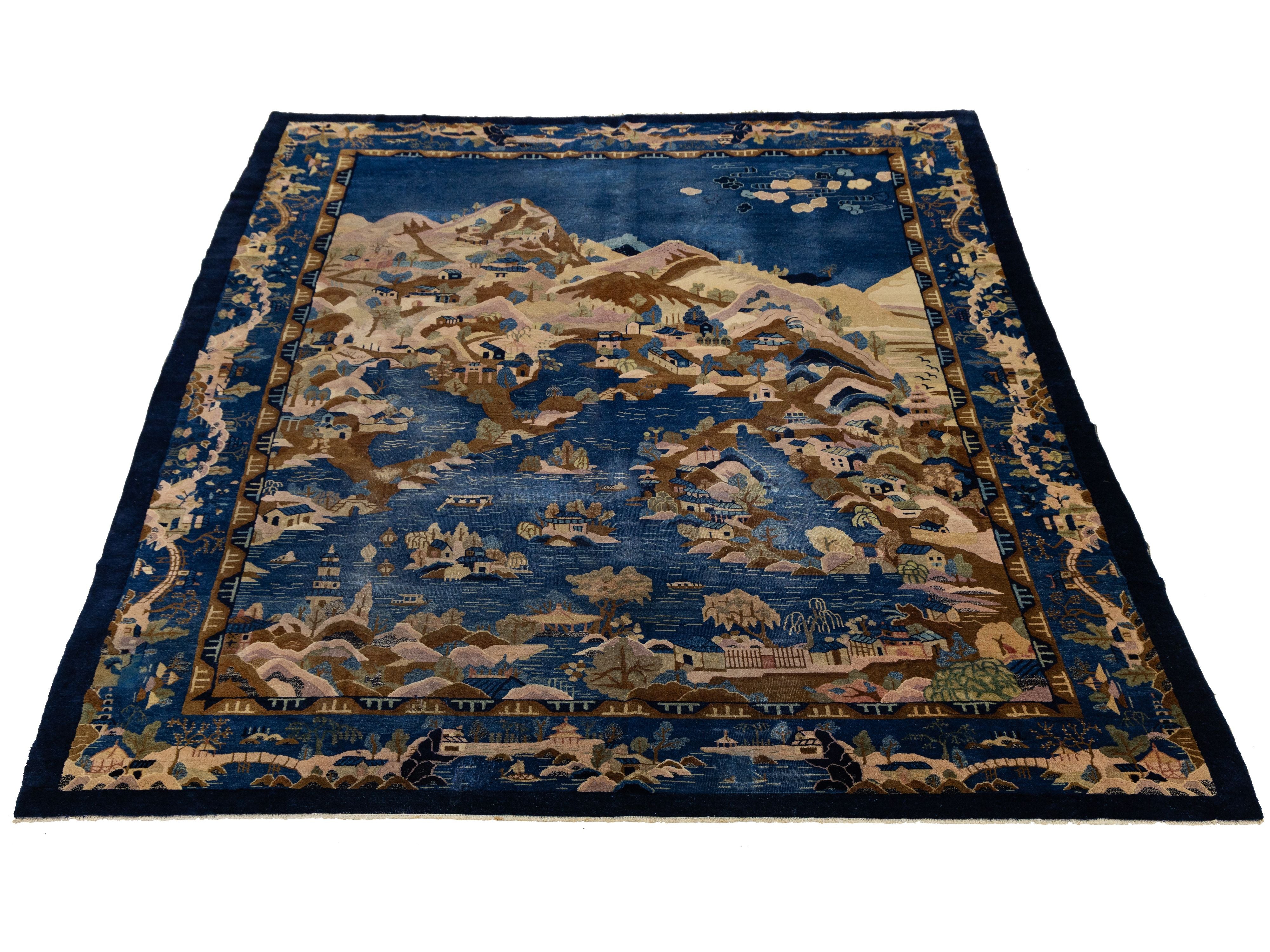 Antique Chinese Peking Wool Rug 9 X 12