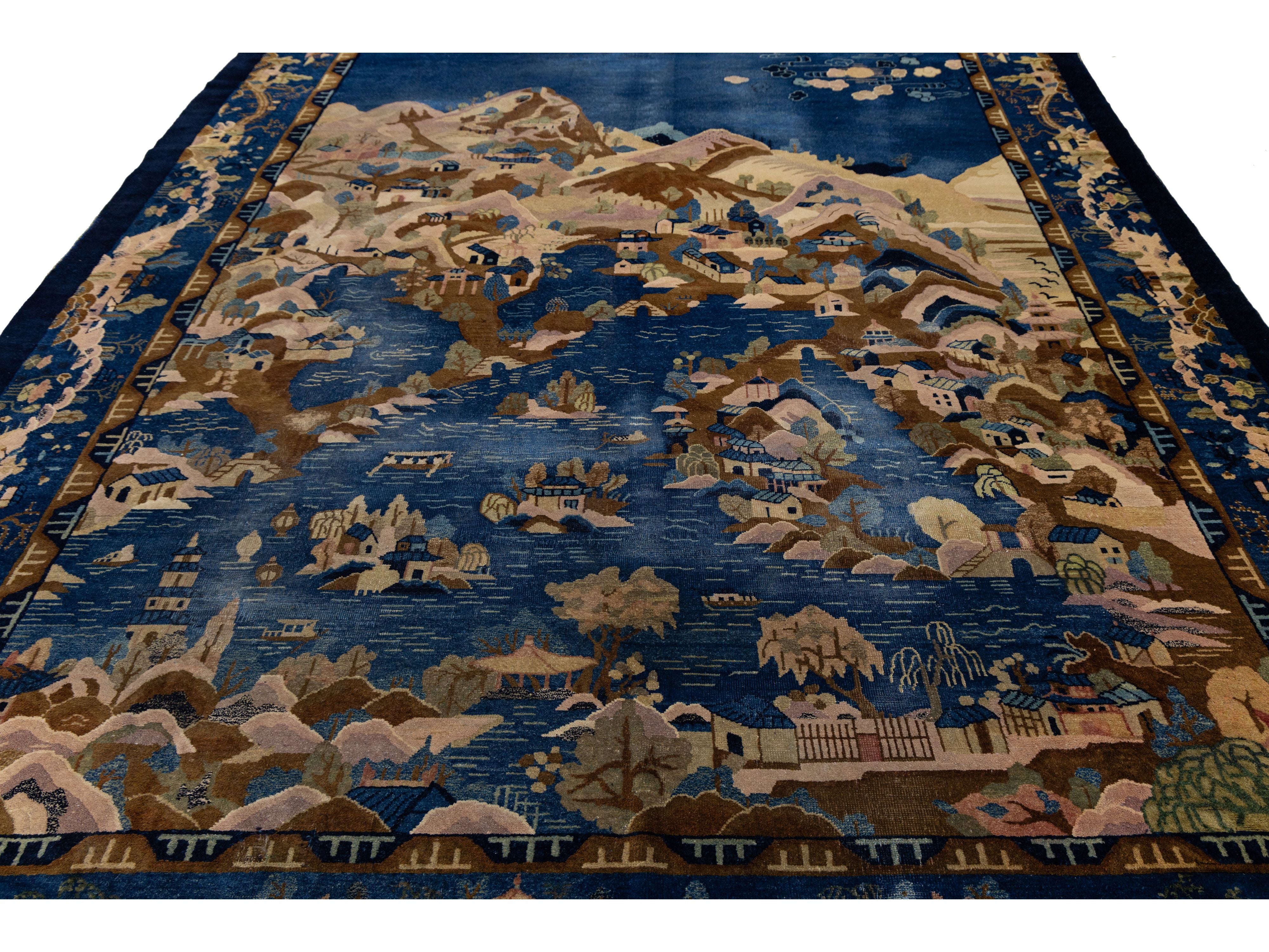 Antique Chinese Peking Wool Rug 9 X 12