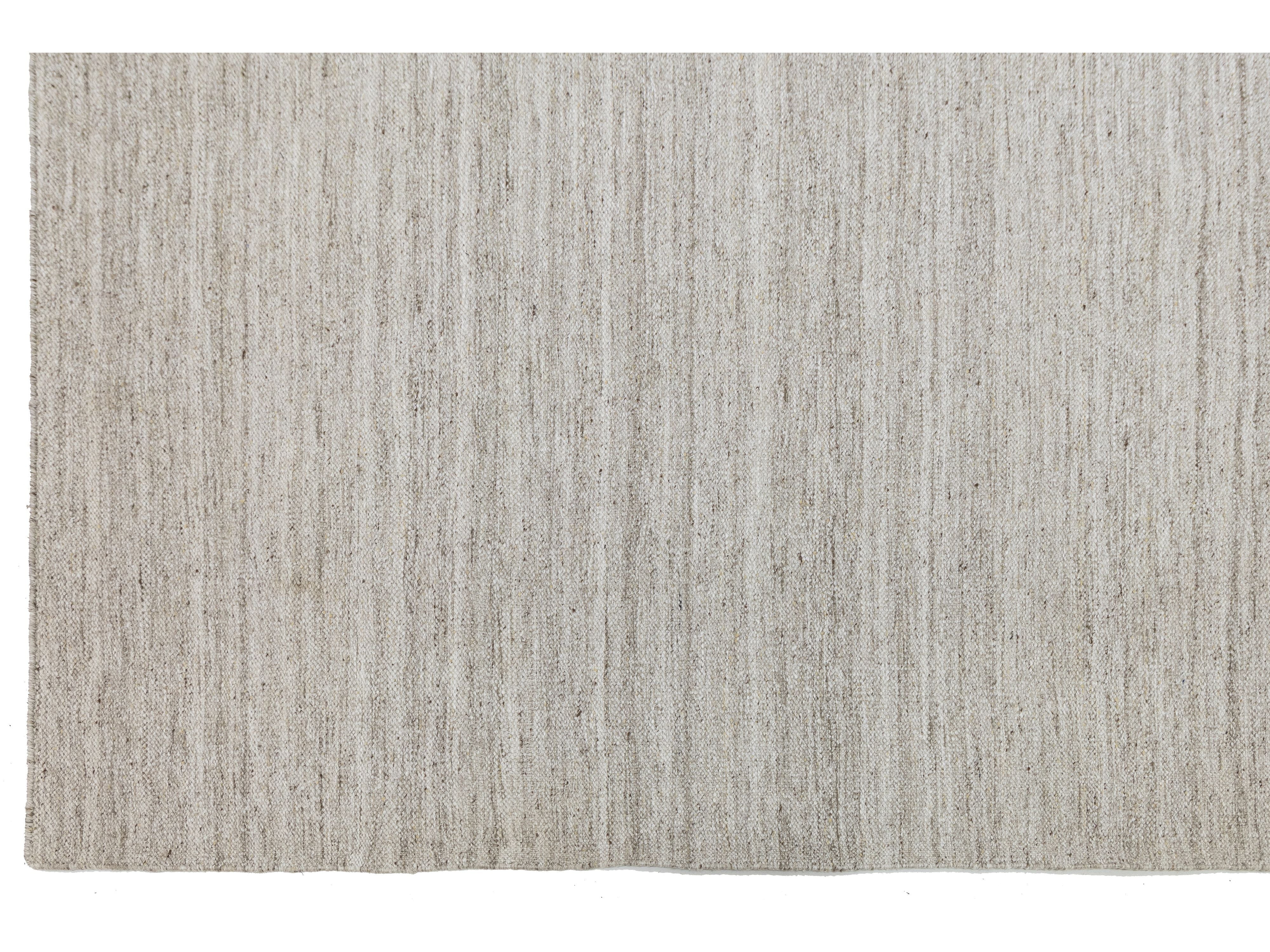 Modern Kilim Flatweave Wool Rug 12 X 14