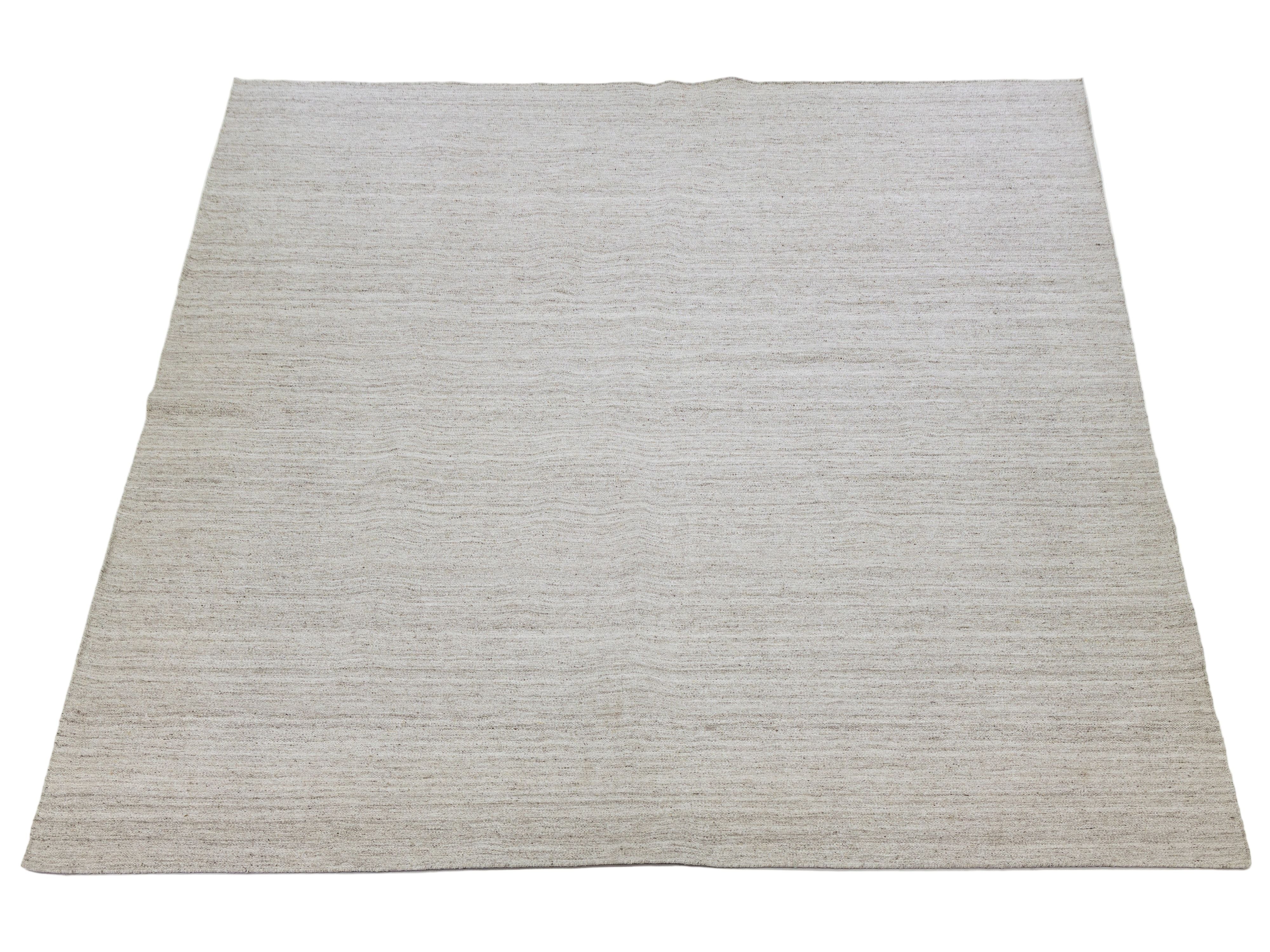 Modern Kilim Flatweave Wool Rug 12 X 14
