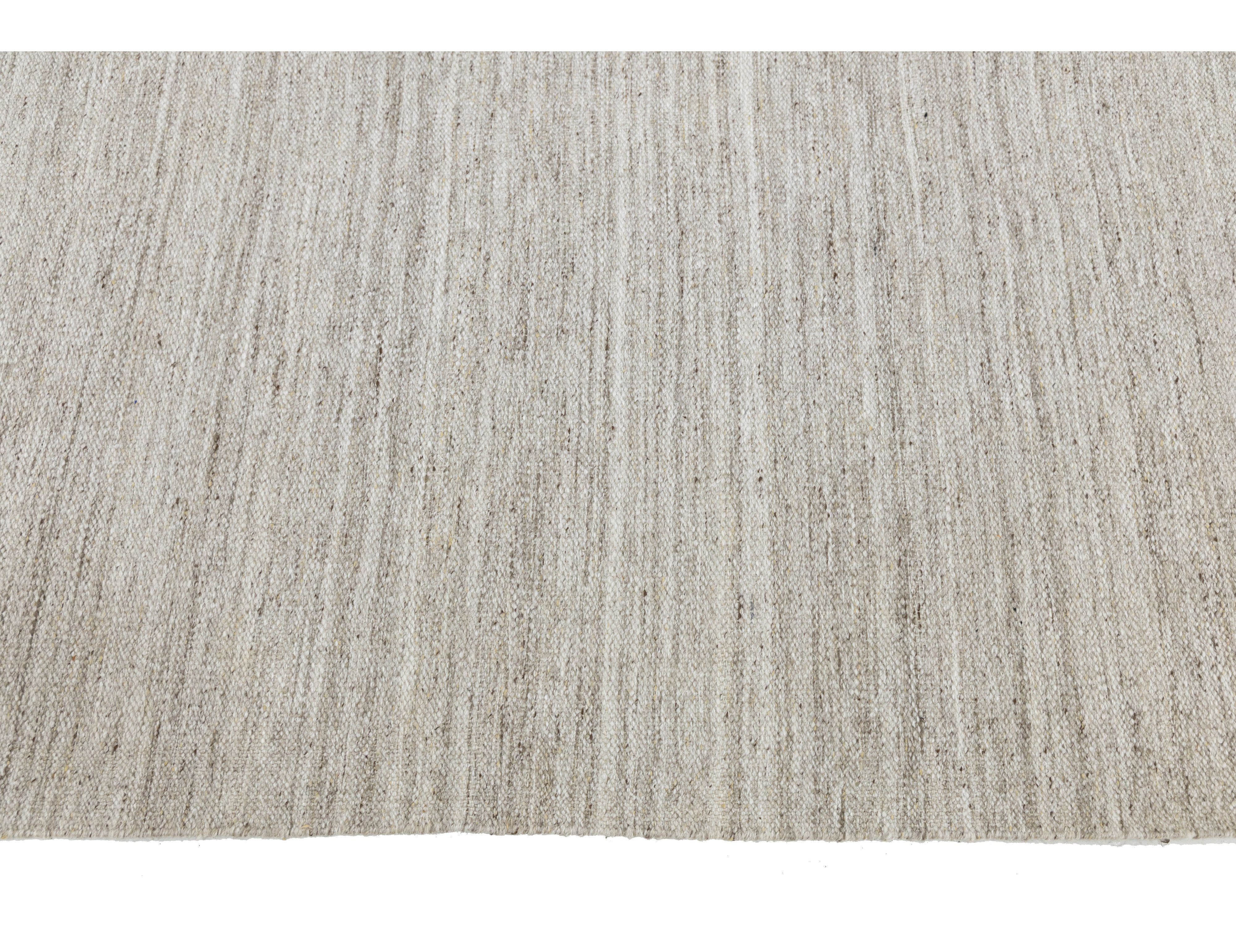 Modern Kilim Flatweave Wool Rug 12 X 14
