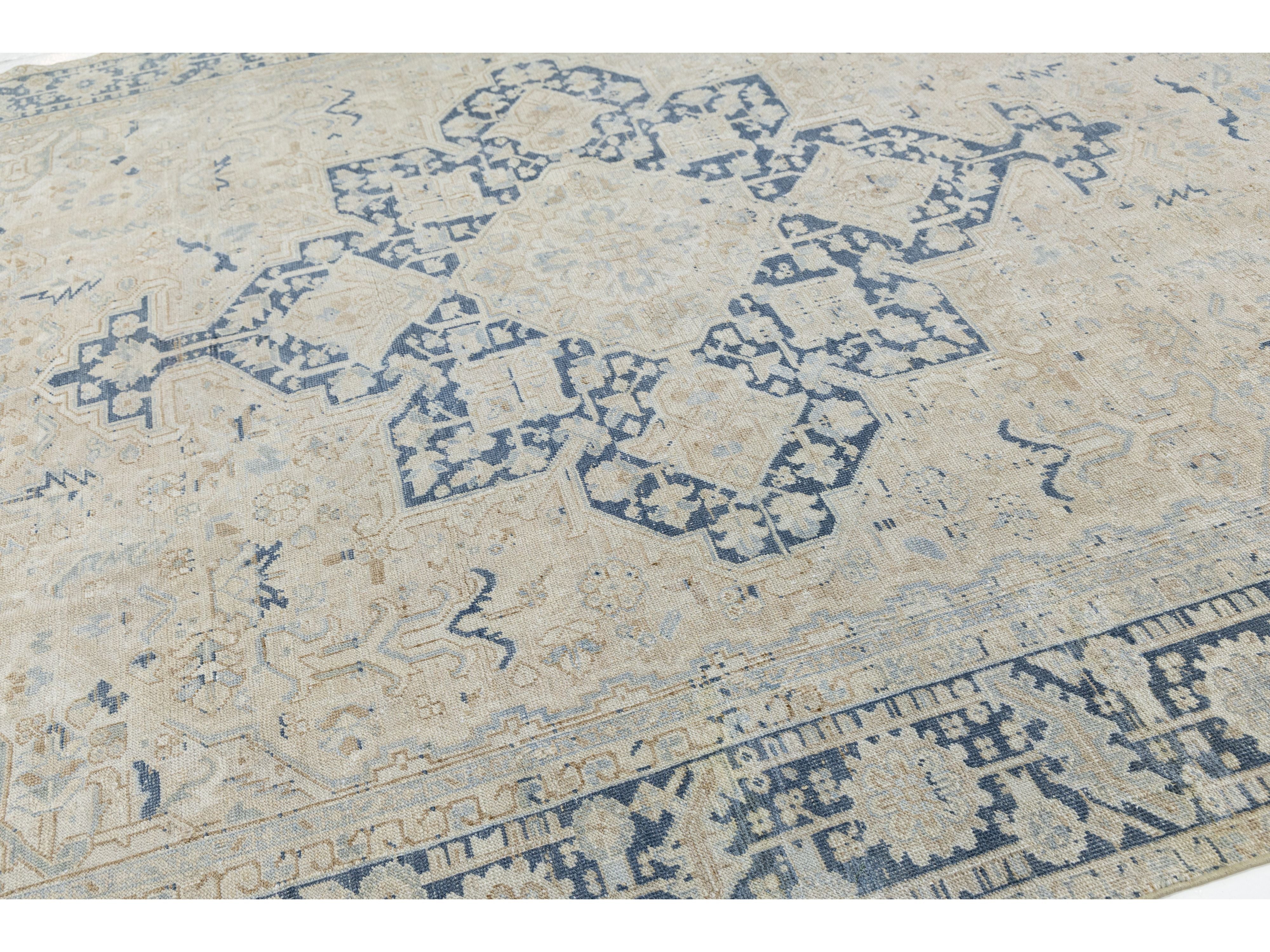 Antique Serapi Wool Rug 9 X 12