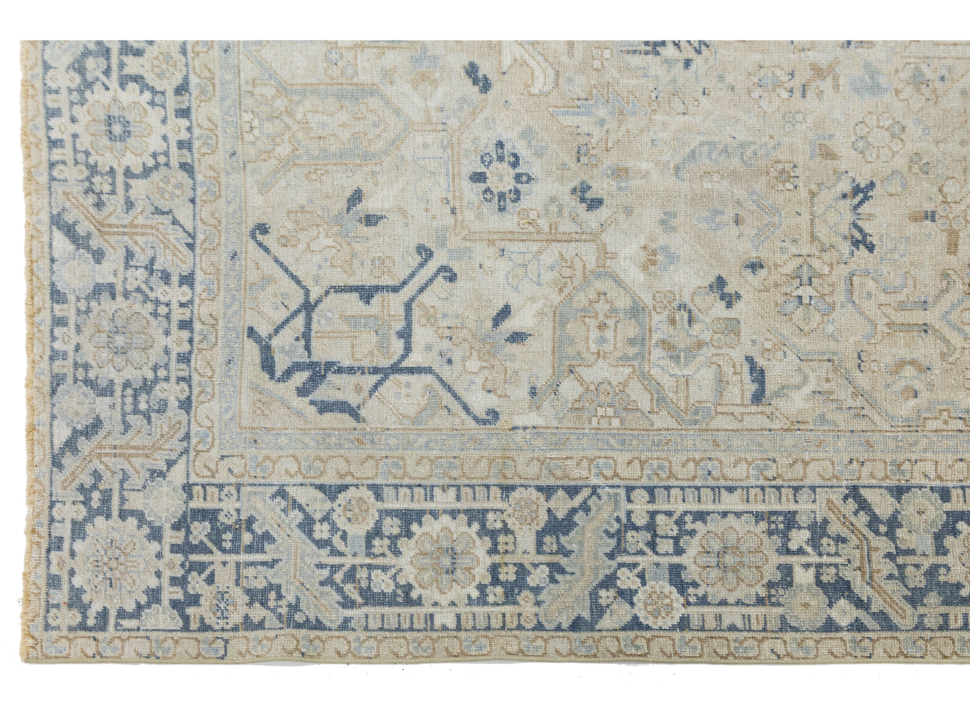 Antique Serapi Wool Rug 9 X 12