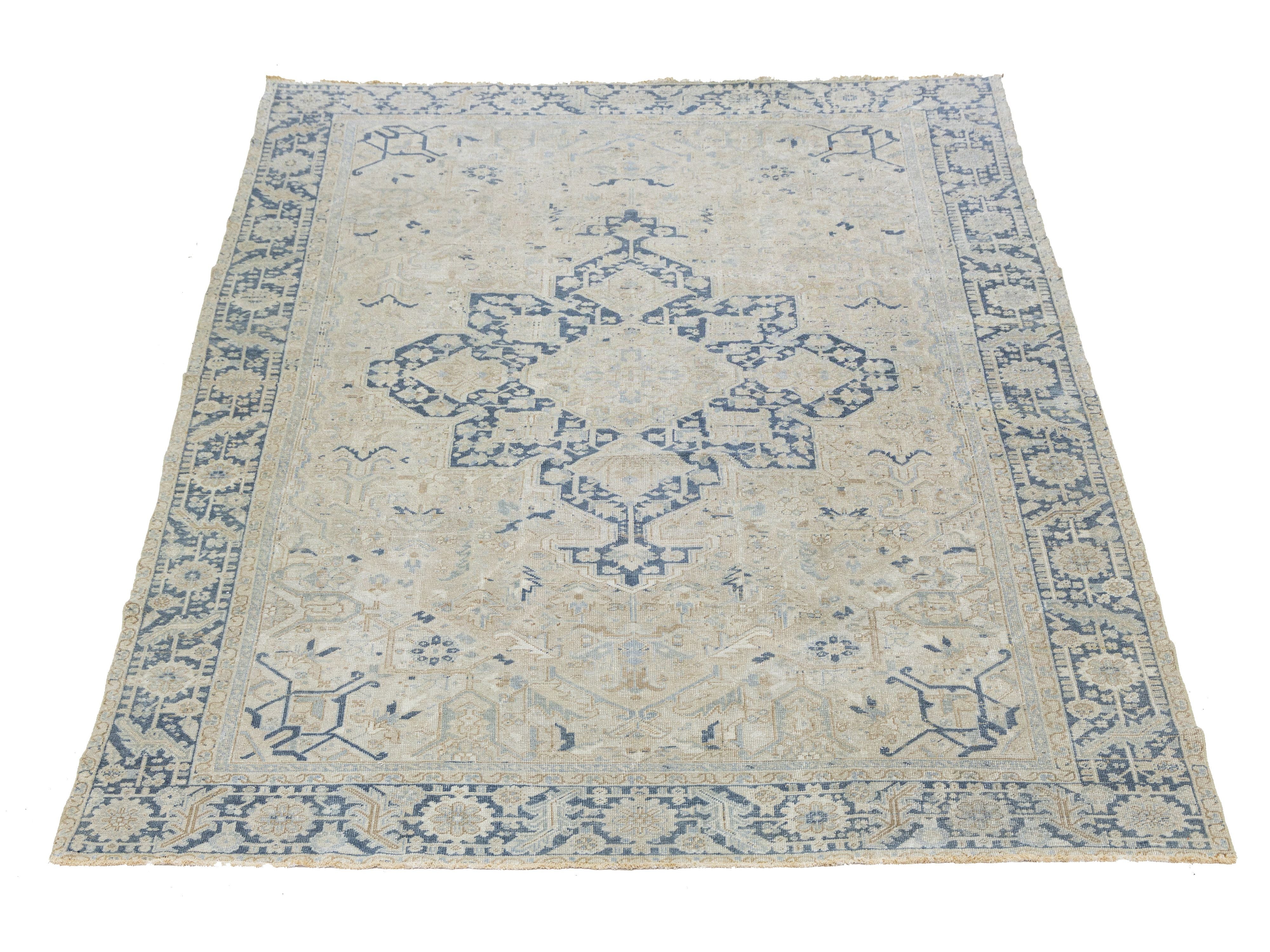 Antique Serapi Wool Rug 9 X 12