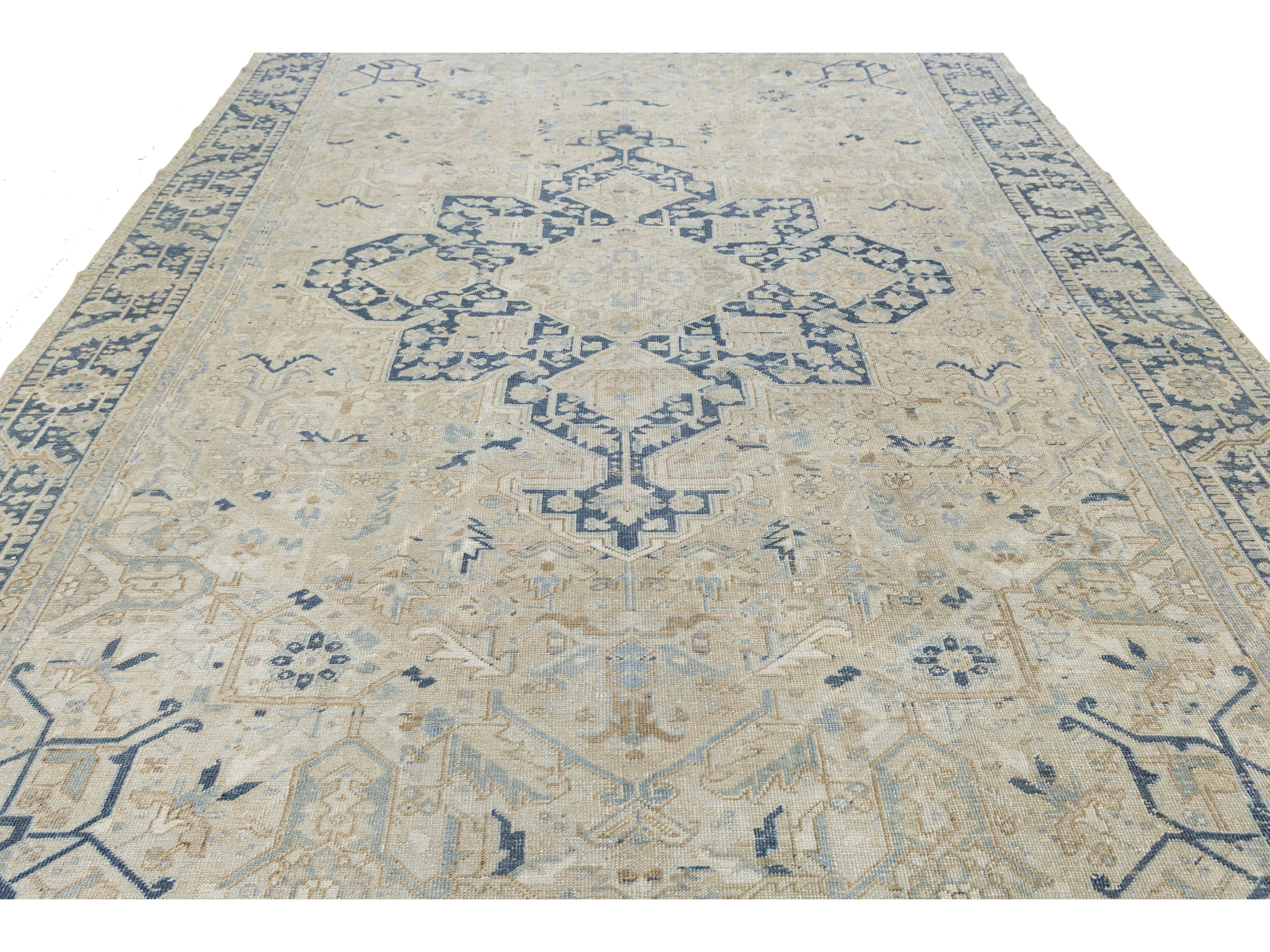 Antique Serapi Wool Rug 9 X 12