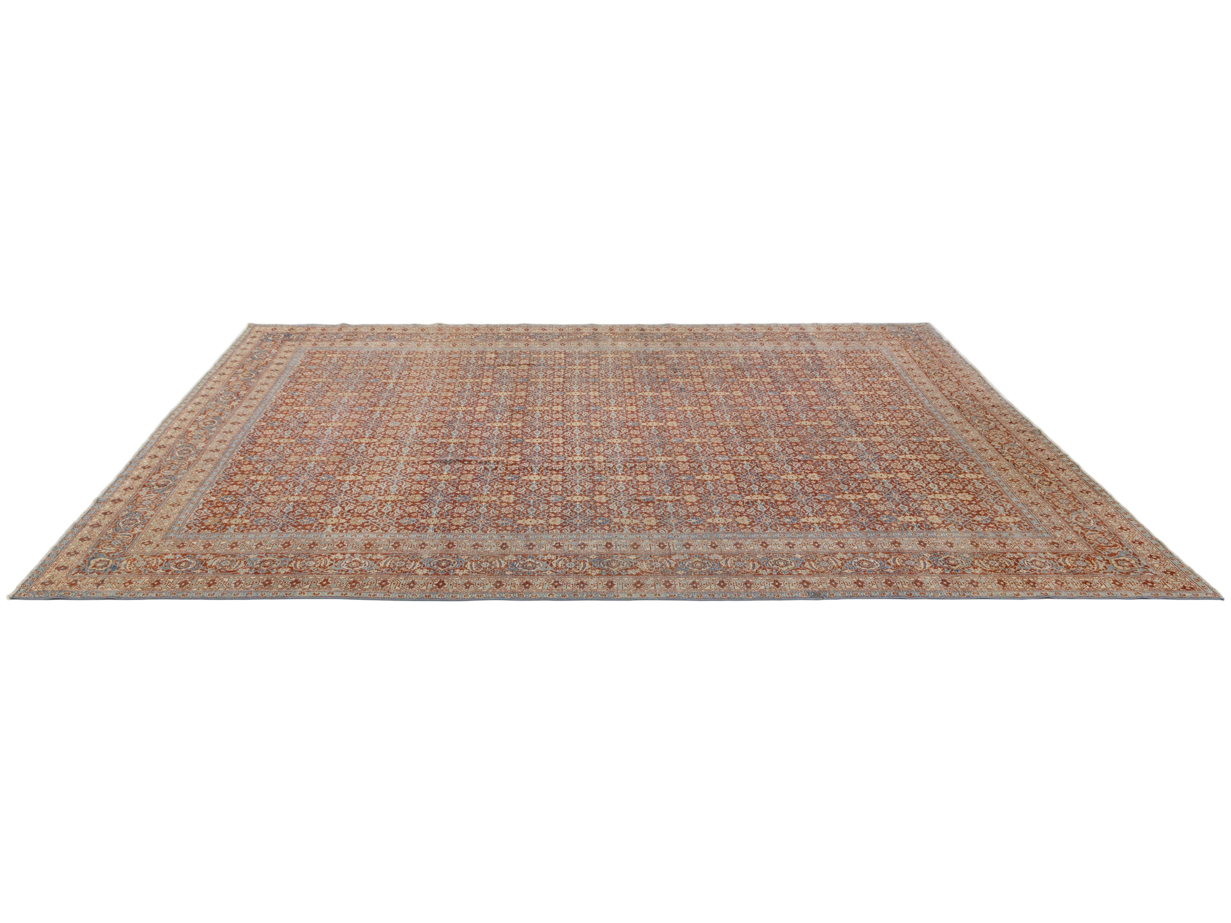 Antique Tabriz Wool Rug 10 X 13