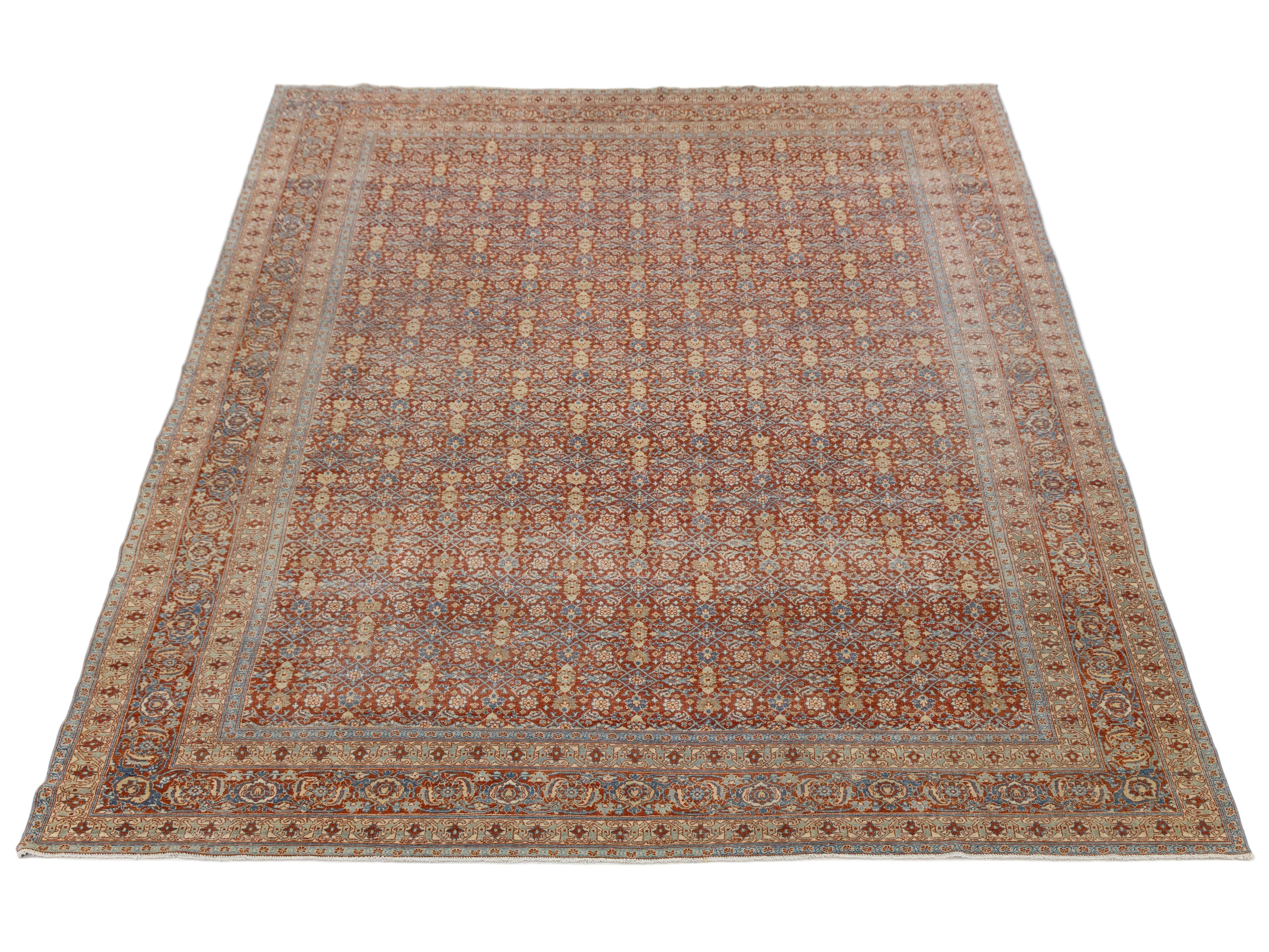 Antique Tabriz Wool Rug 10 X 13