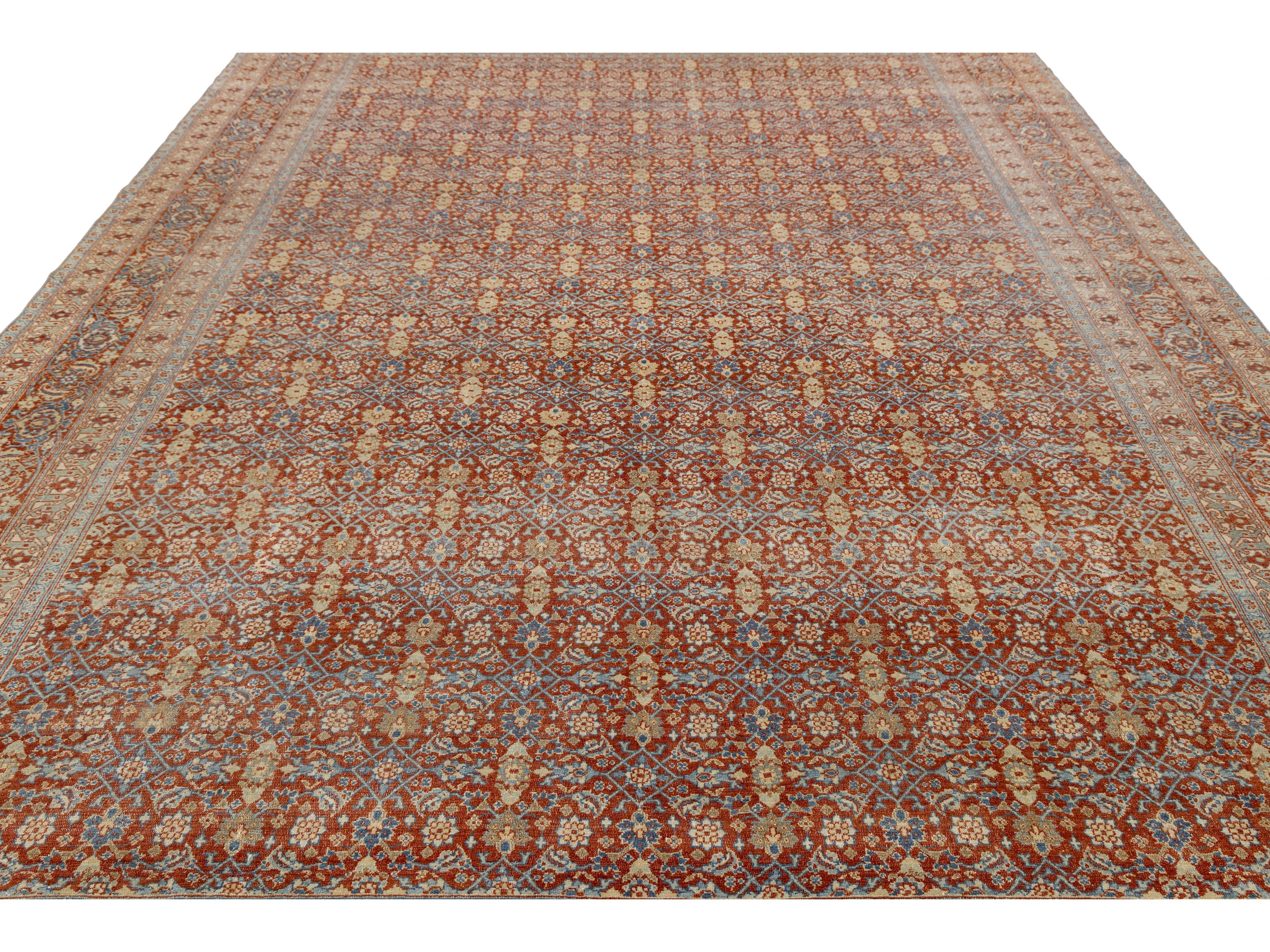 Antique Tabriz Wool Rug 10 X 13