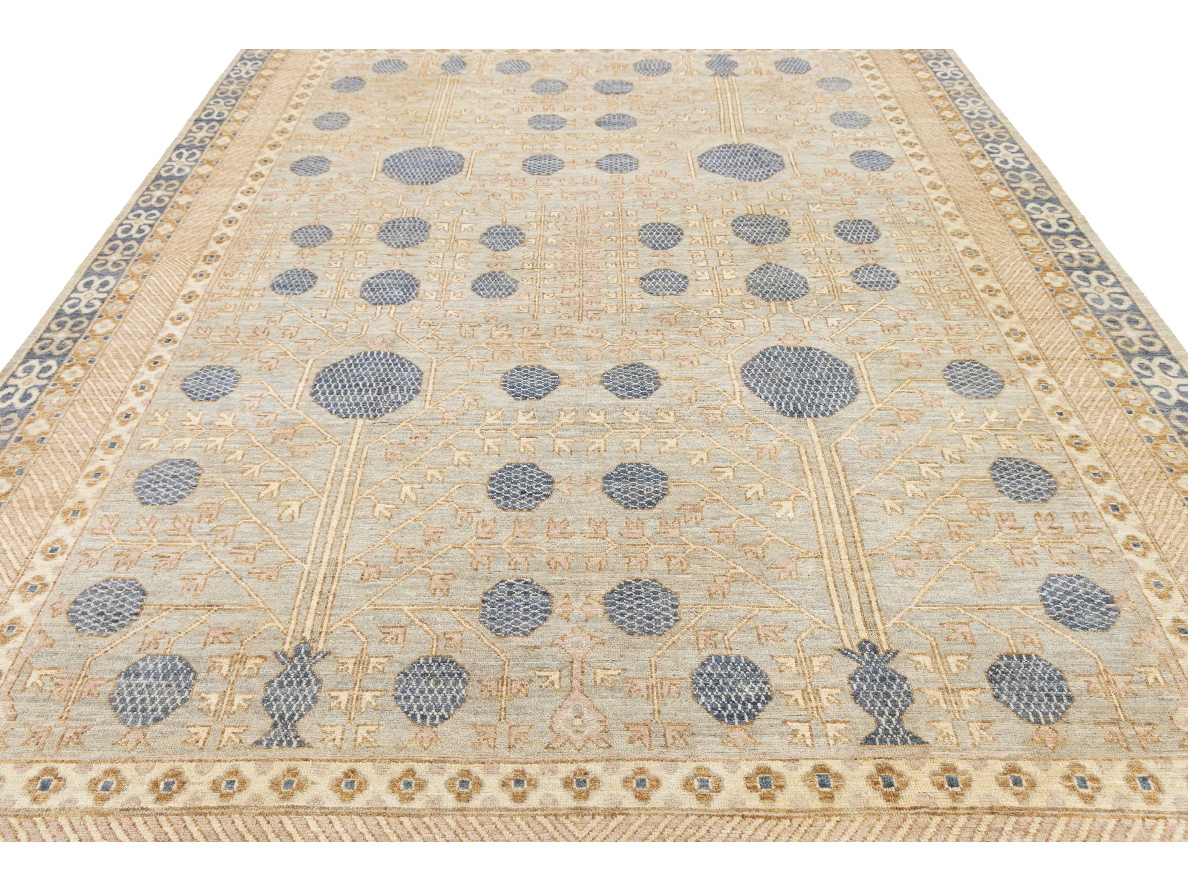 Modern Khotan Wool Rug 9 X 12