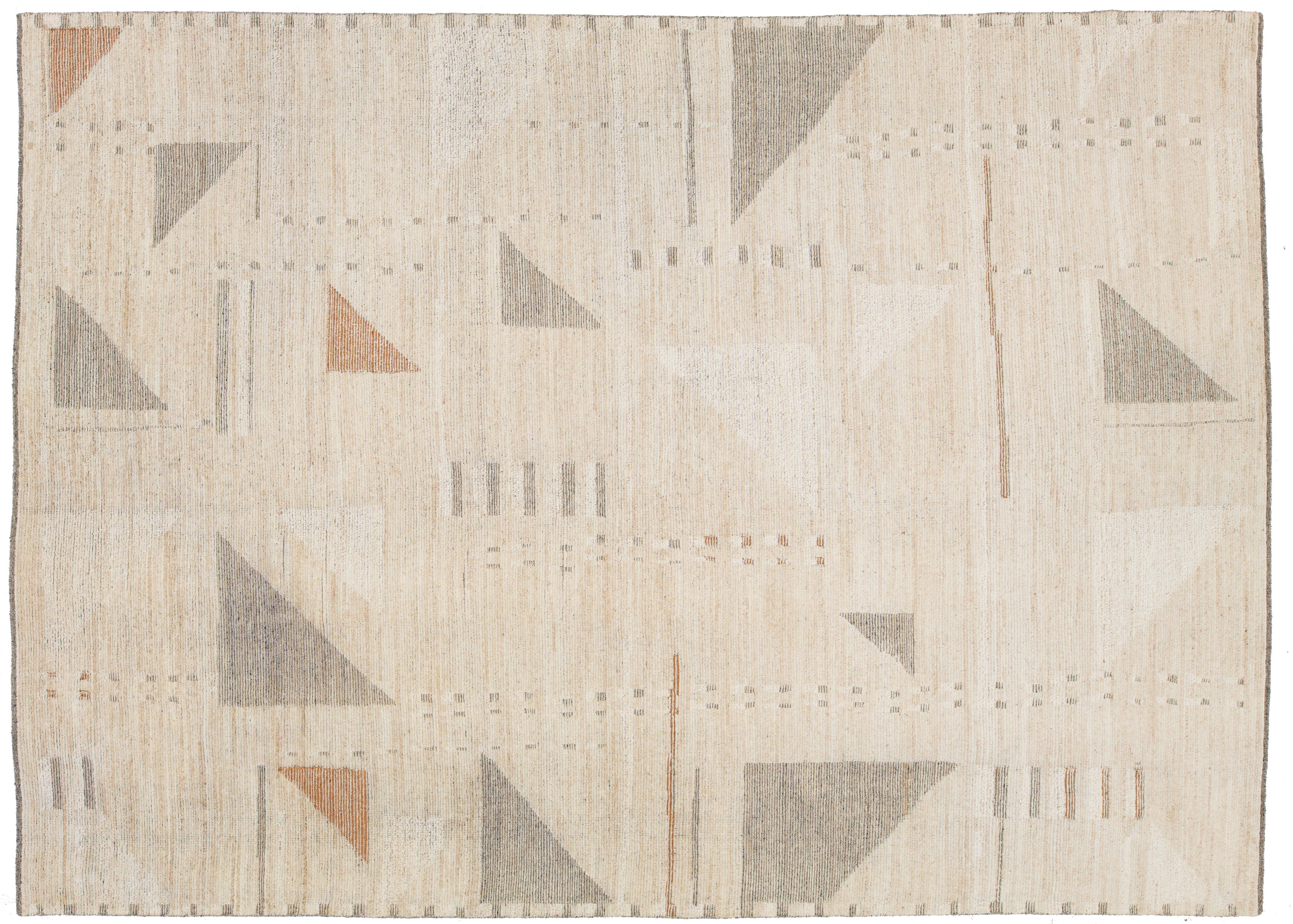 Modern Moroccan Wool Rug 10 X 14