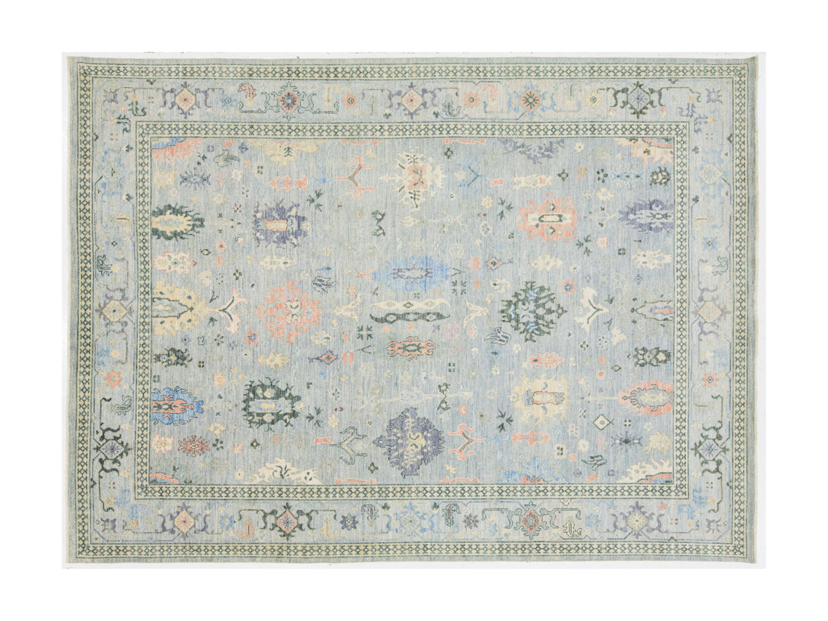Modern Oushak Wool Rug 9 X 12