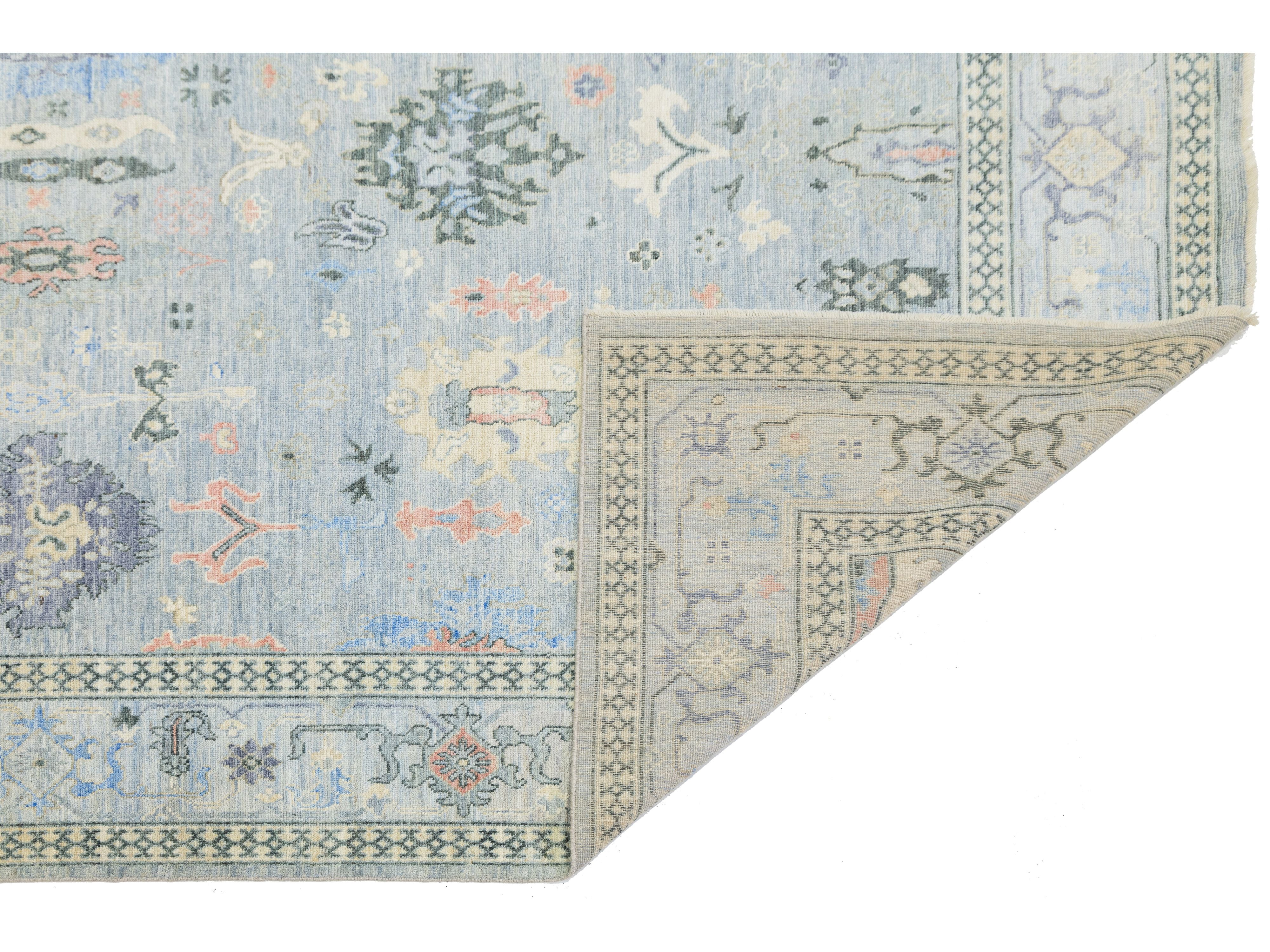 Modern Oushak Wool Rug 9 X 12