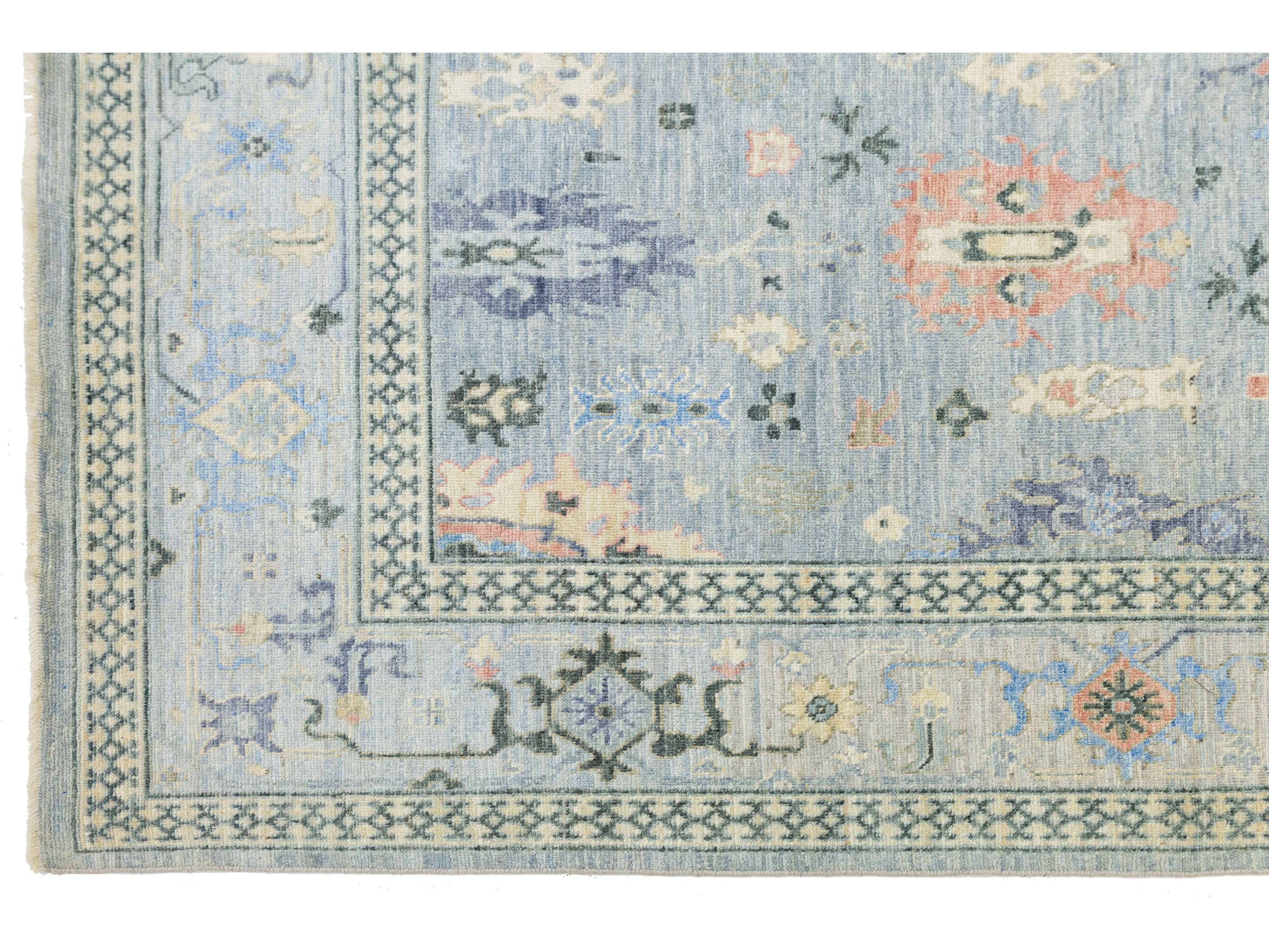 Modern Oushak Wool Rug 9 X 12
