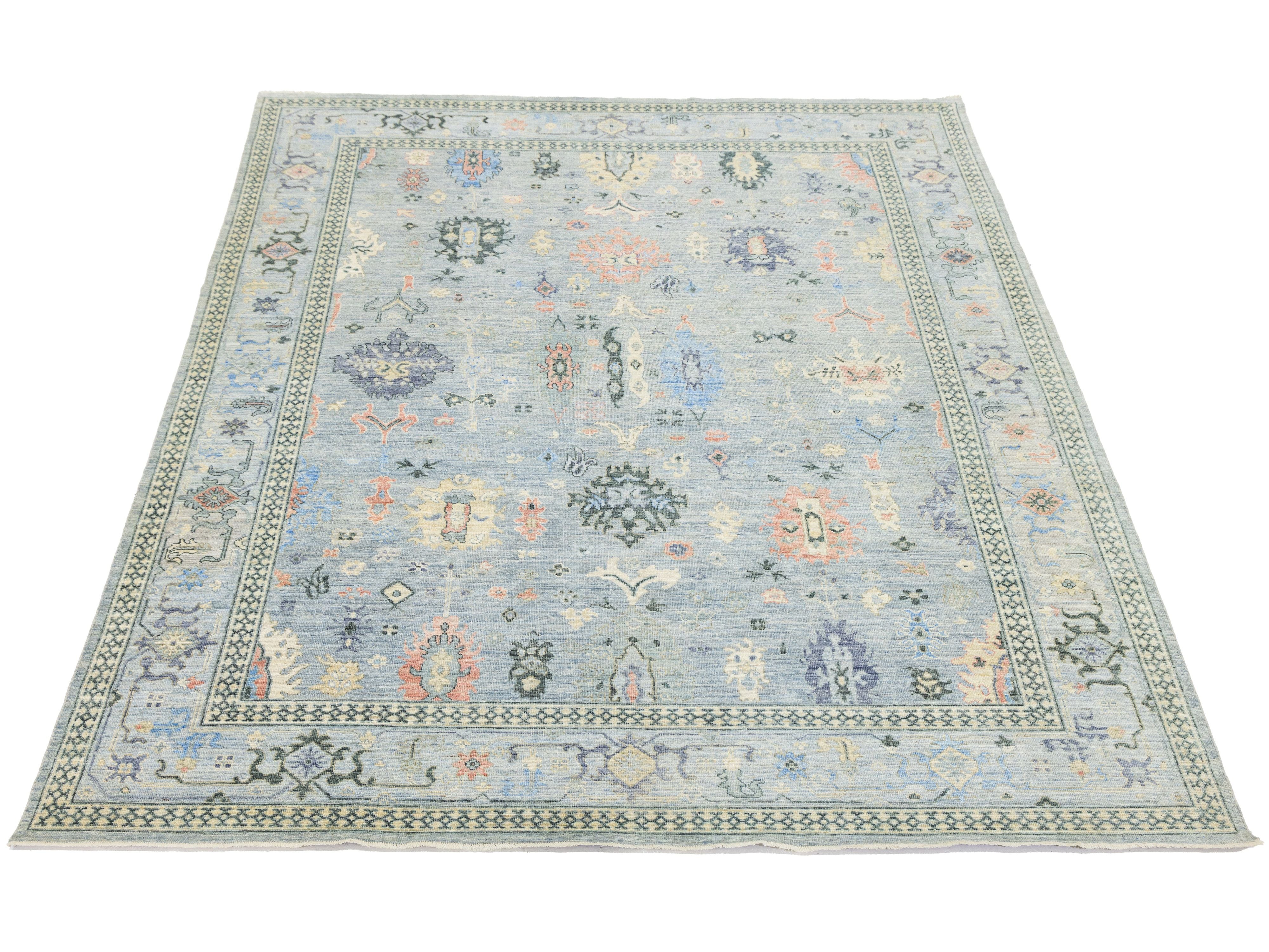 Modern Oushak Wool Rug 9 X 12