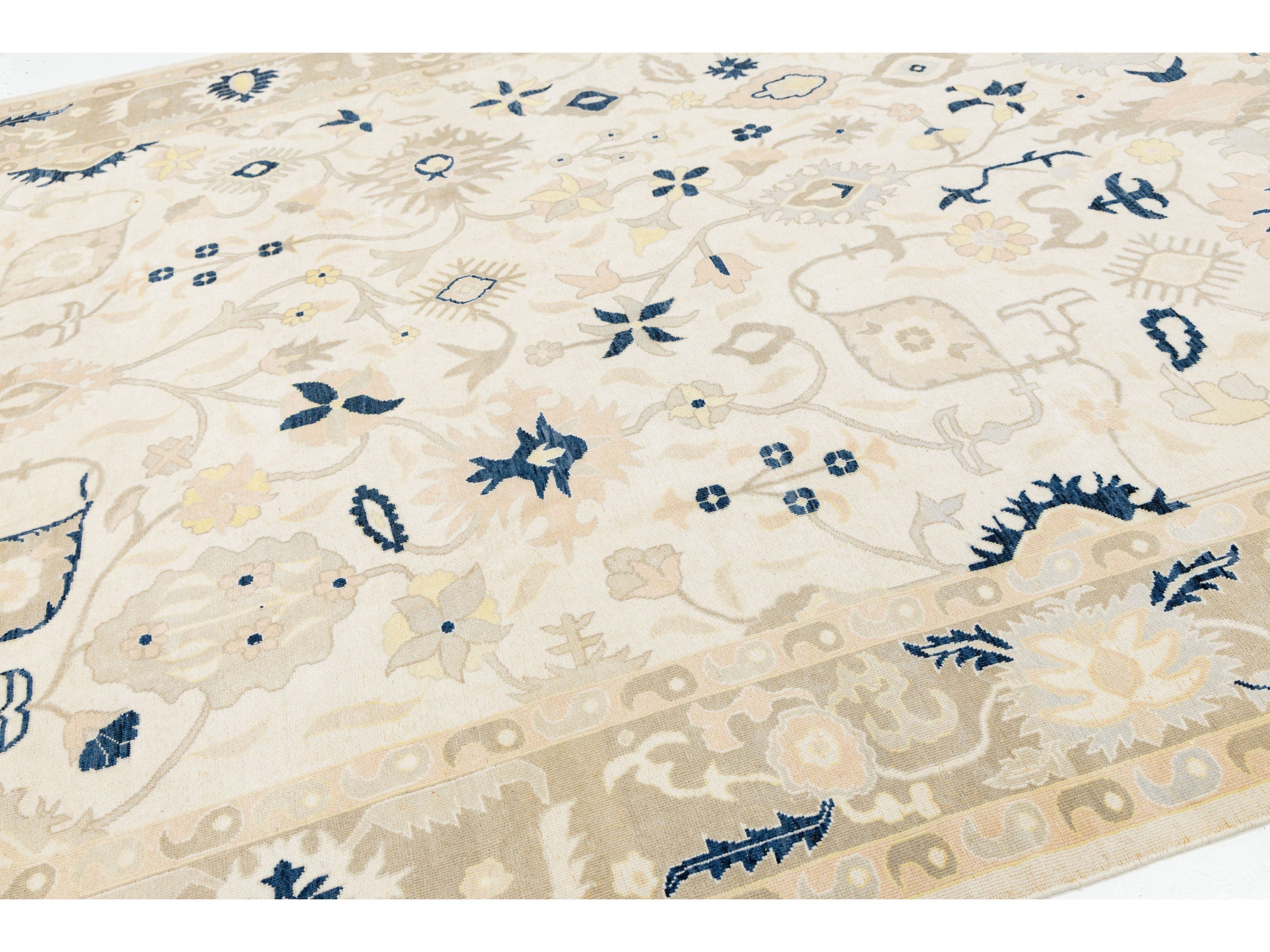 Modern Oushak Wool Rug 9 X 13