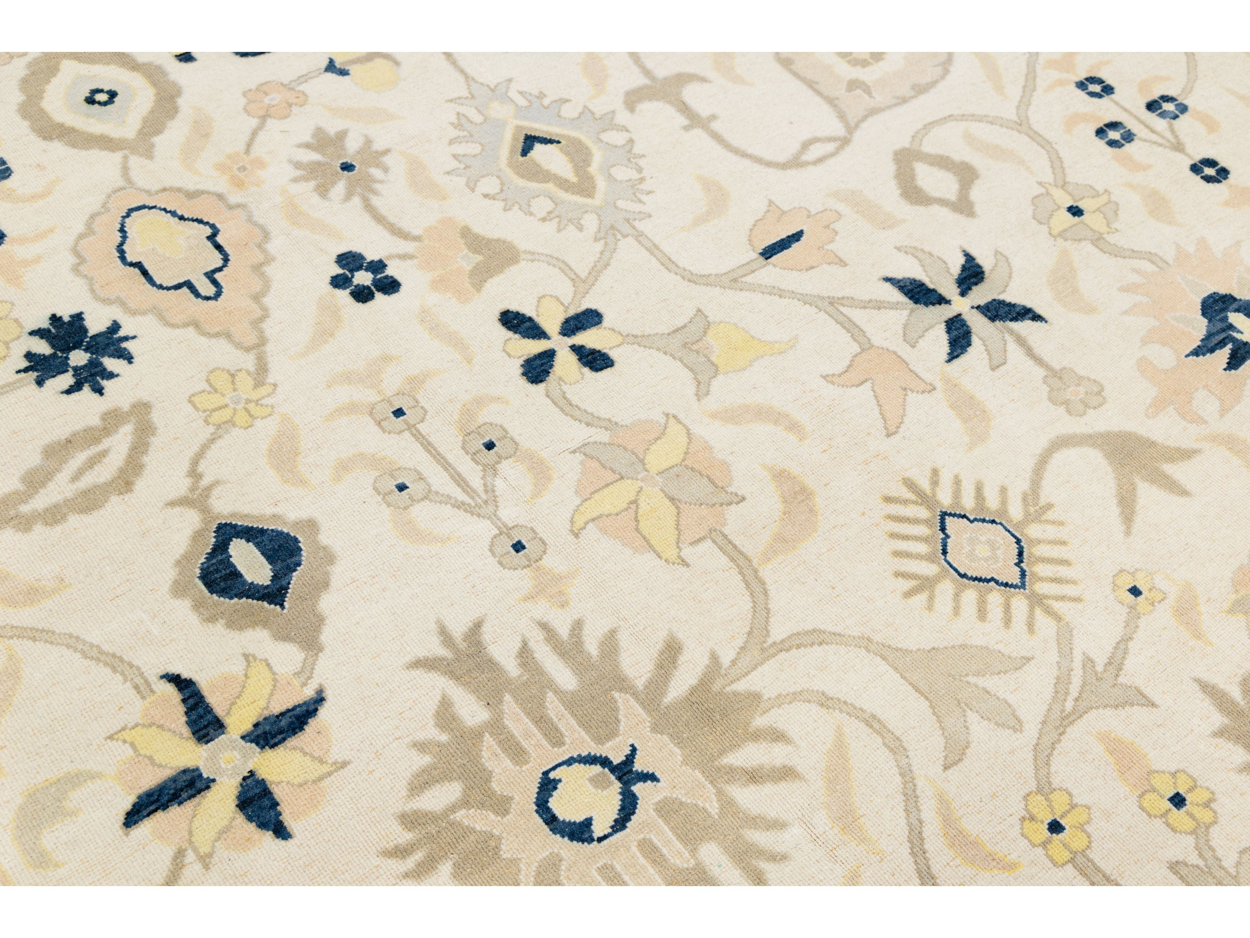 Modern Oushak Wool Rug 9 X 13