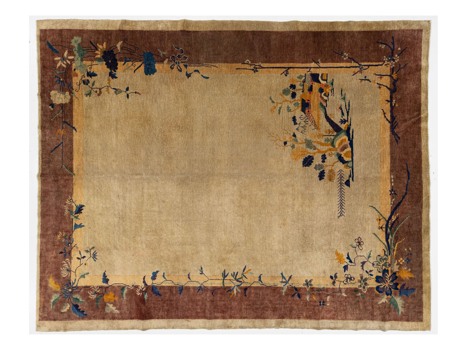 Antique Art Deco Chinese Wool Rug 9 X 11