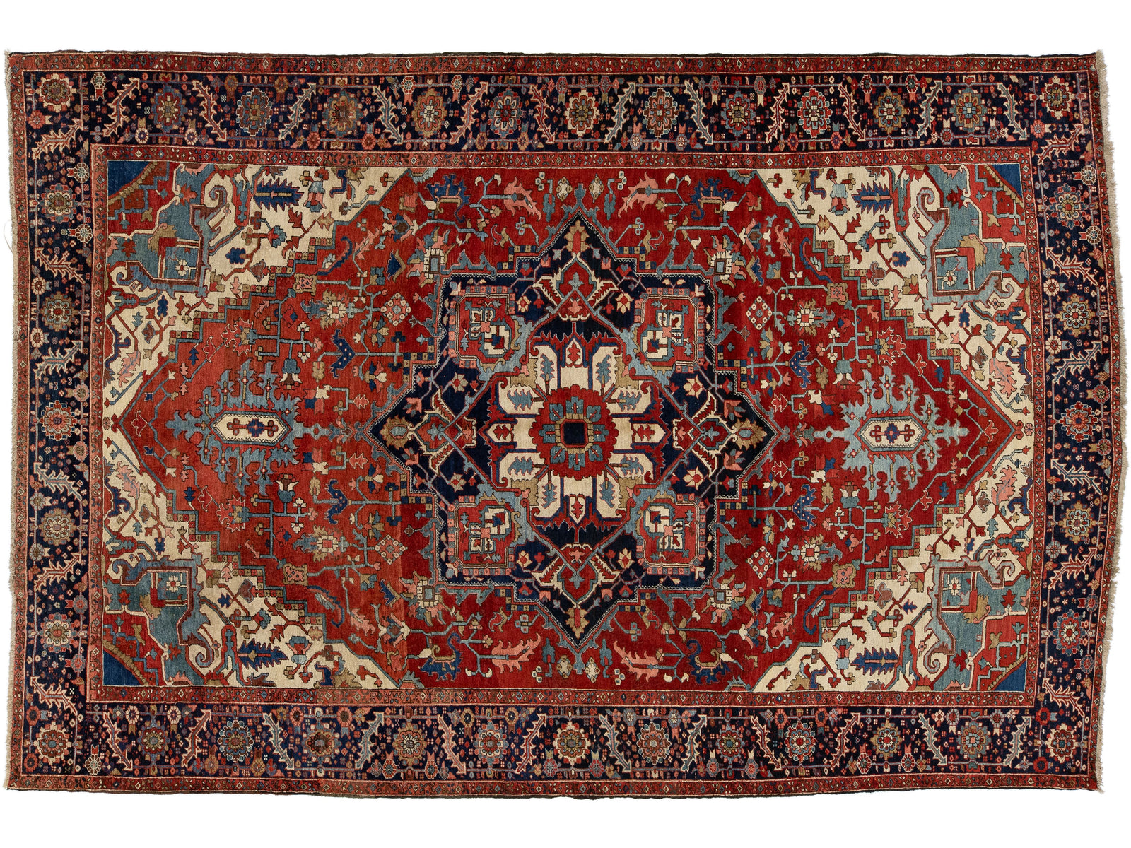 Antique Persian Serapi Wool Rug 9 X 14