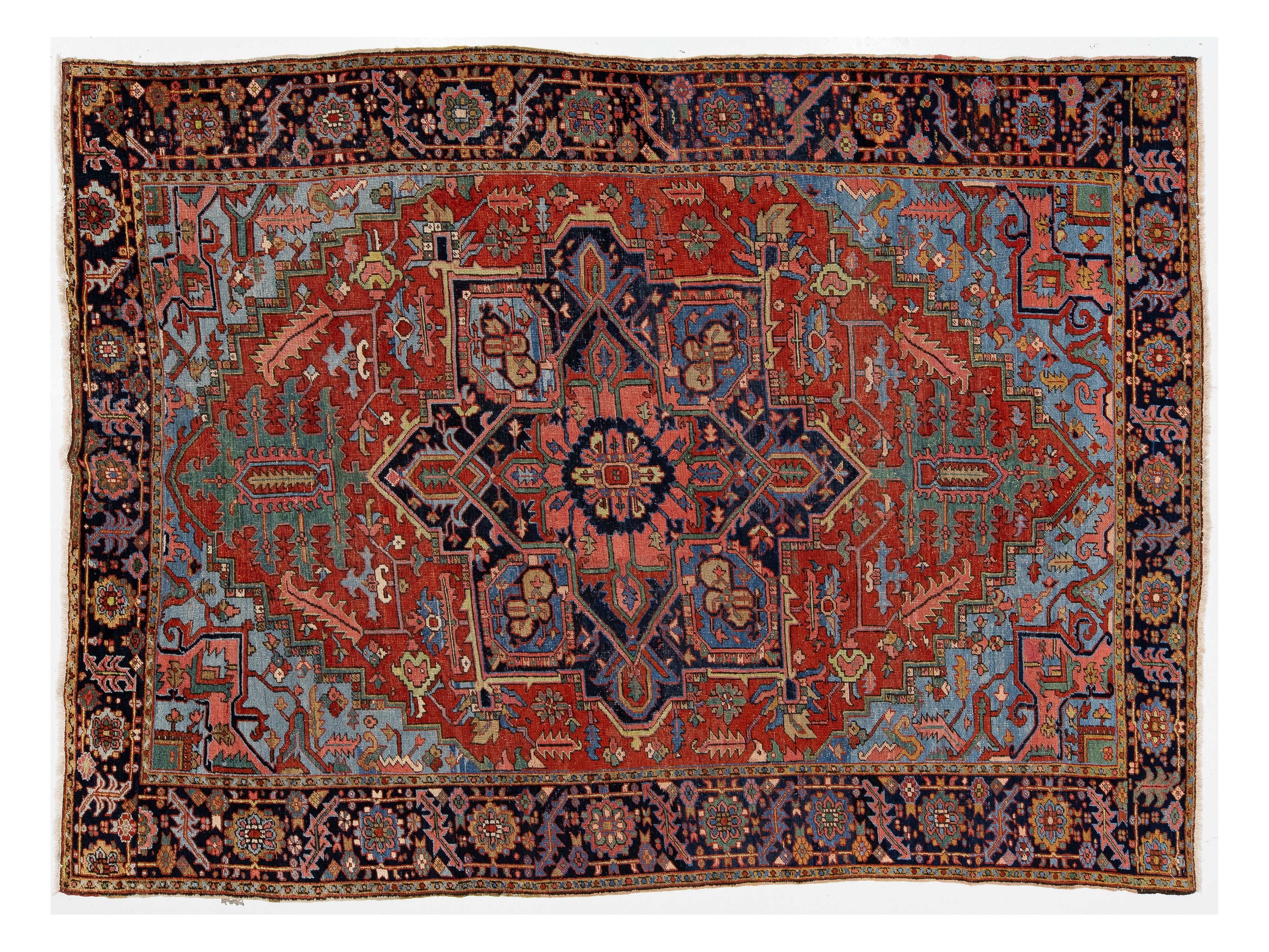 Antique Heriz Wool Rug 8 X 11