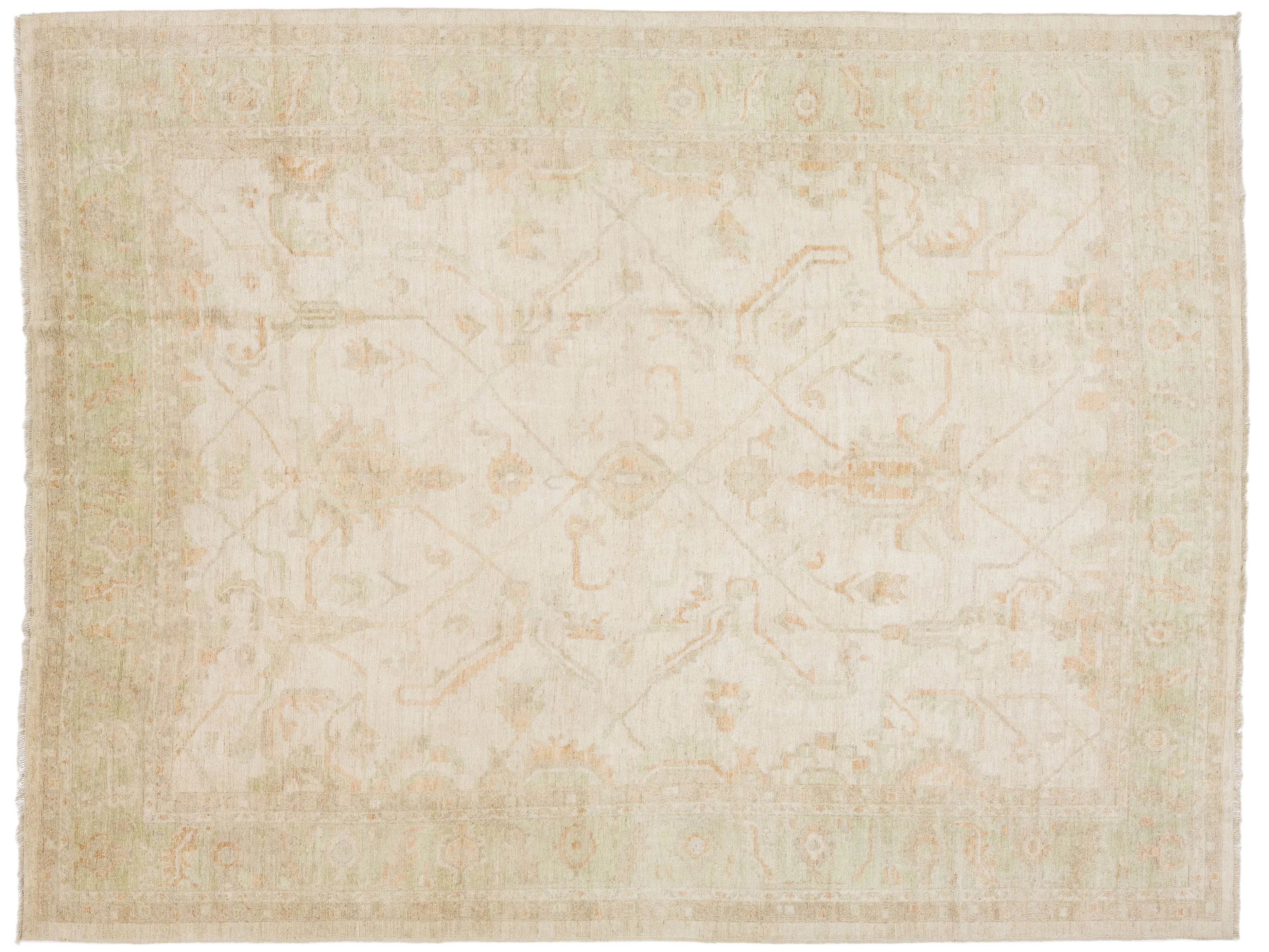 Modern Oushak Wool Rug 12 X 15