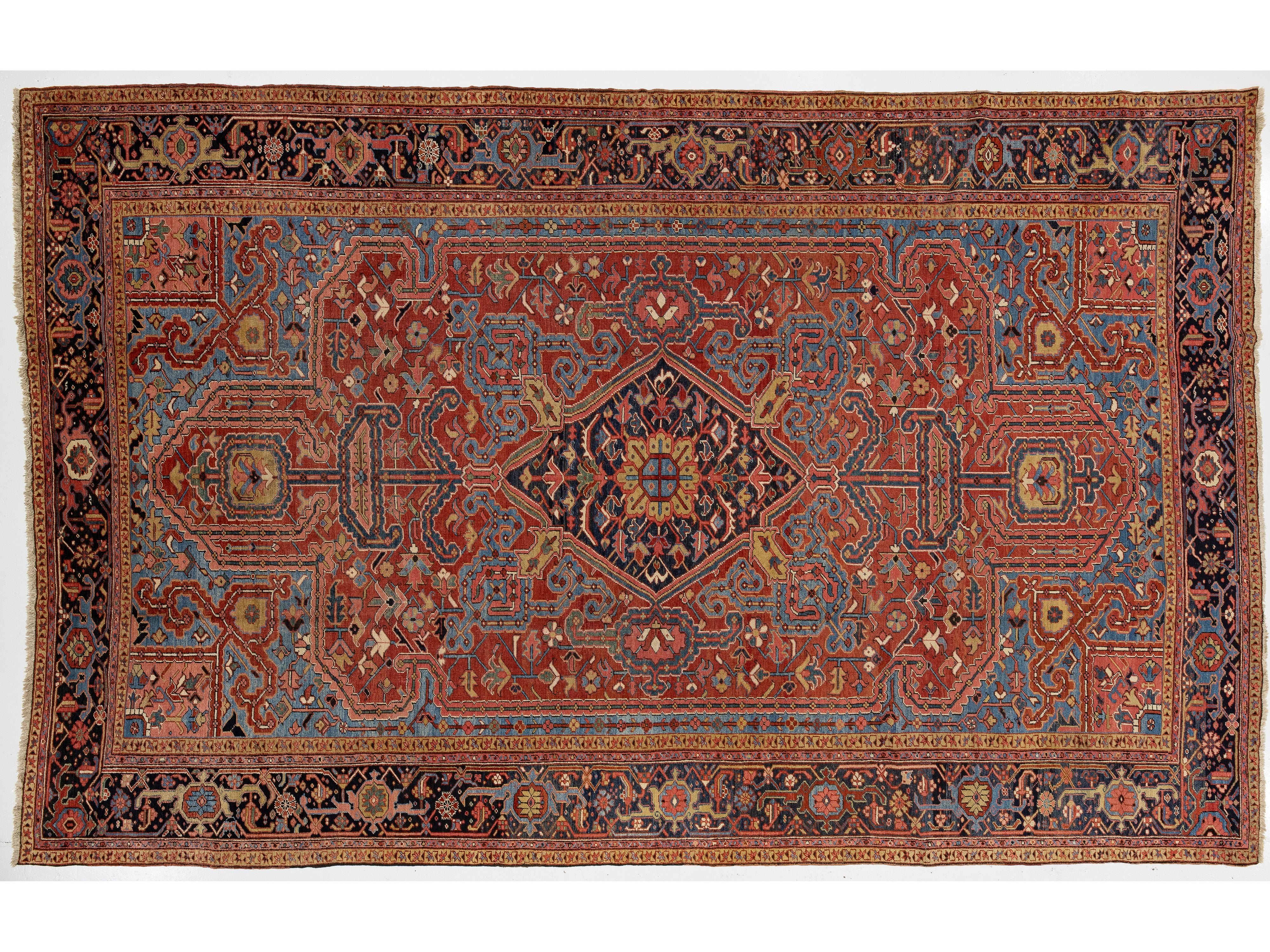 Antique Persian Heriz Wool Rug 11 X 18