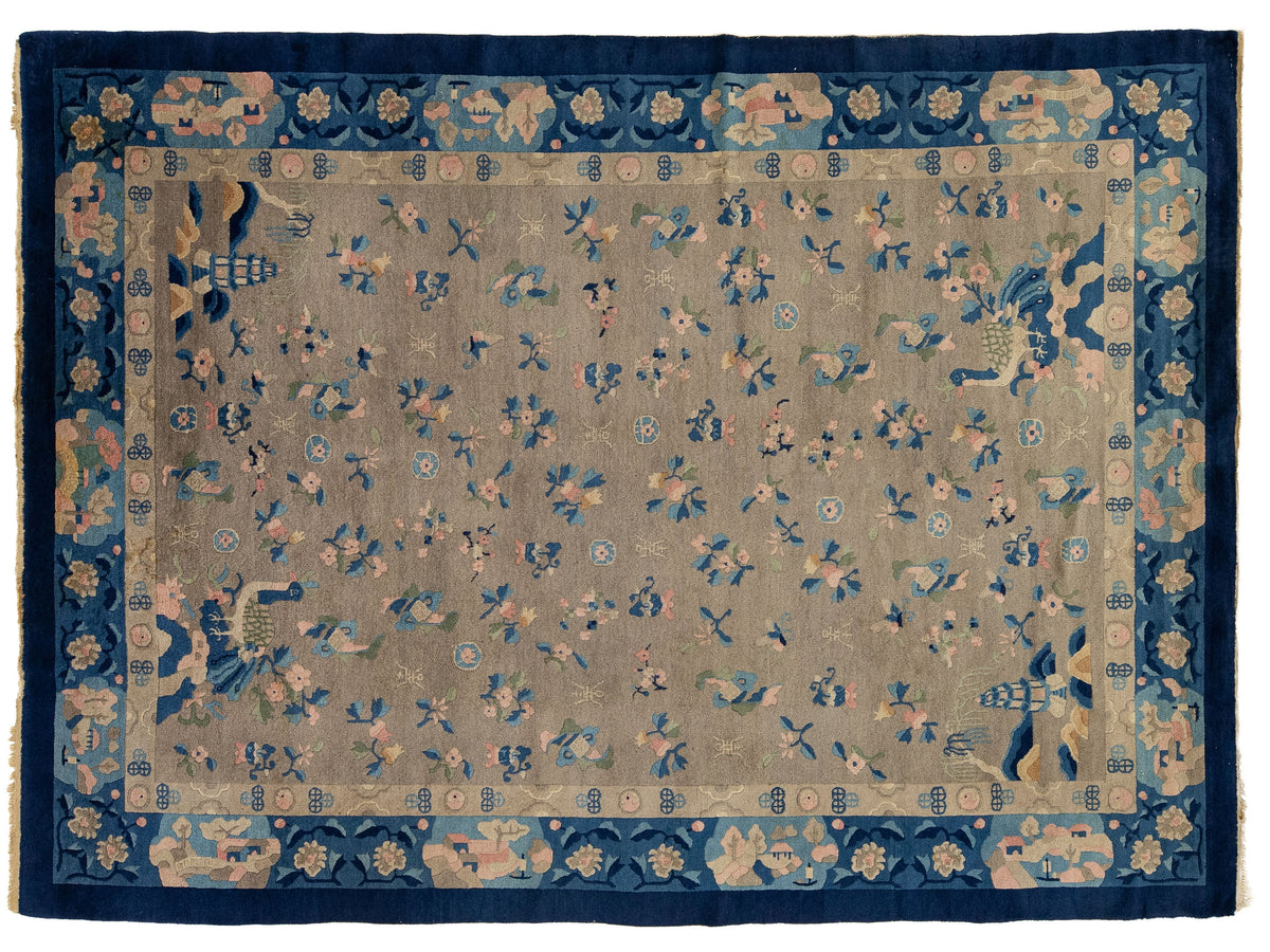Antique Peking Chinese Wool Rug 7 X 10