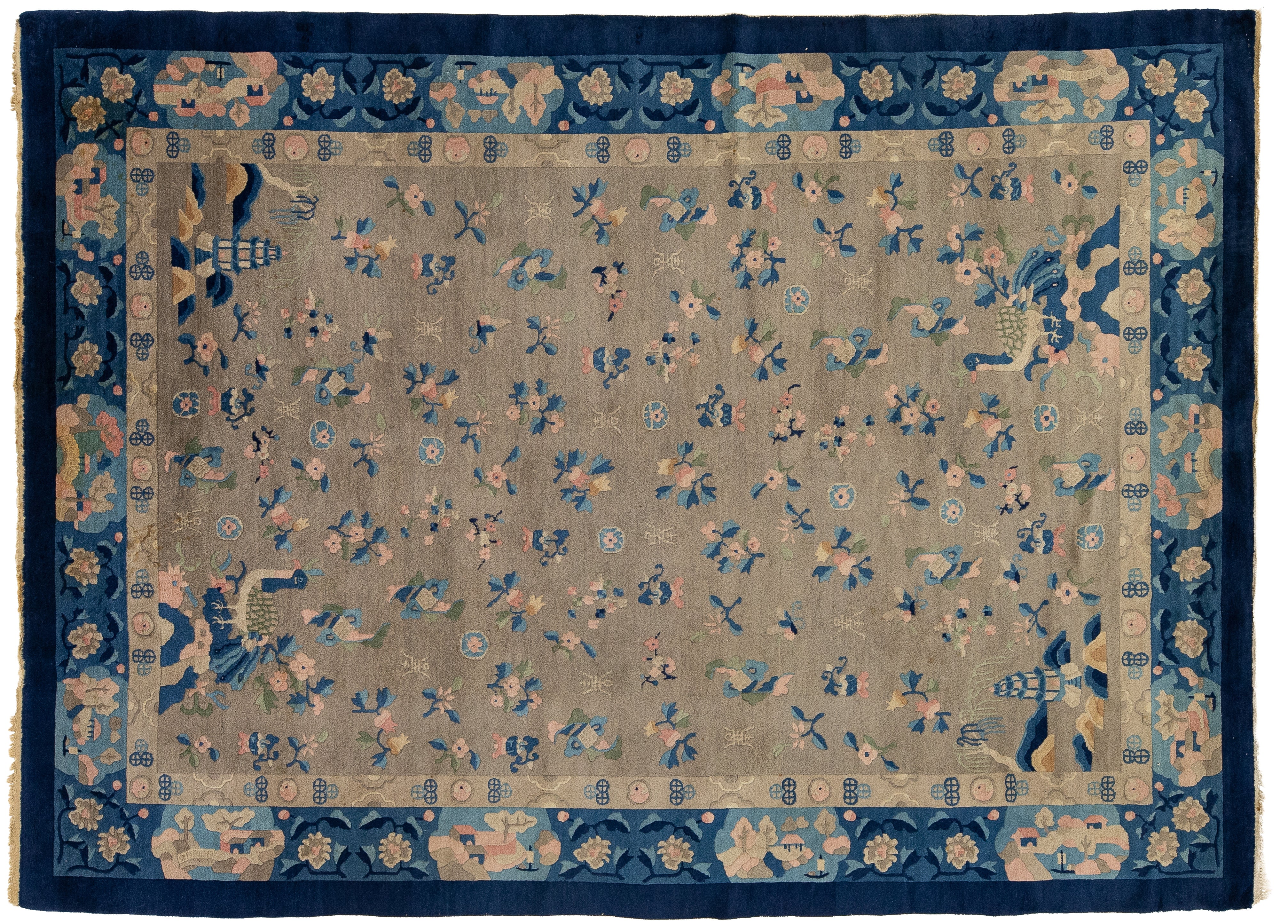 Antique Peking Chinese Wool Rug 7 X 10